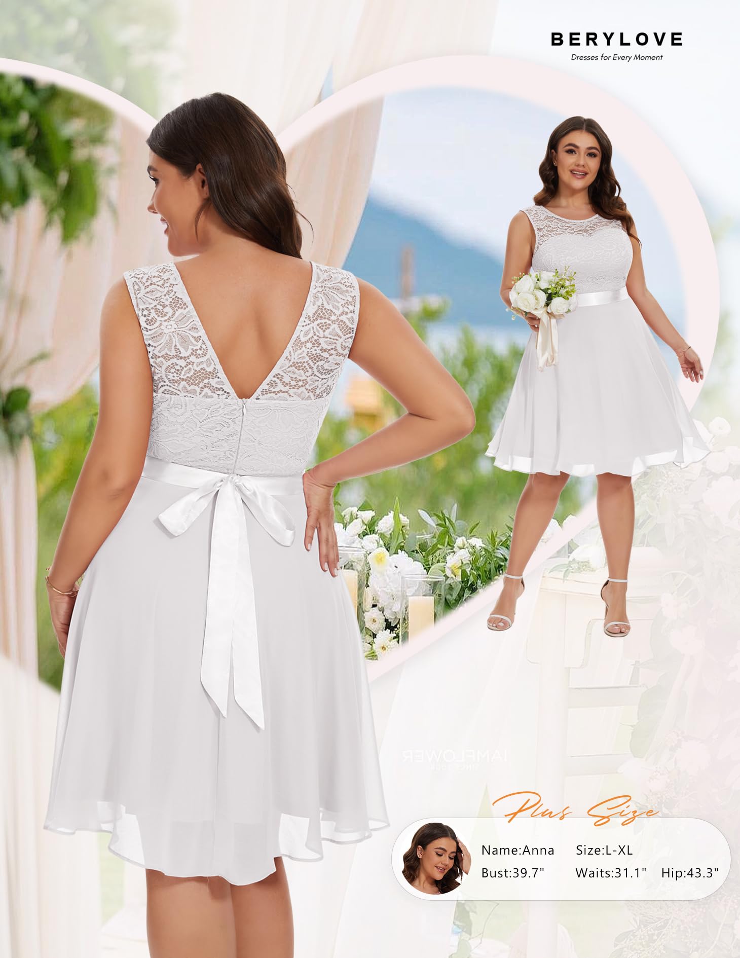 BeryLove Women's Short Prom Dress Lace Wedding Guest Cocktail Party Bridesmaid Formal Dress - Elegant A-Line Mini Dress for Homecoming, Evening Gala, and Special Occasions