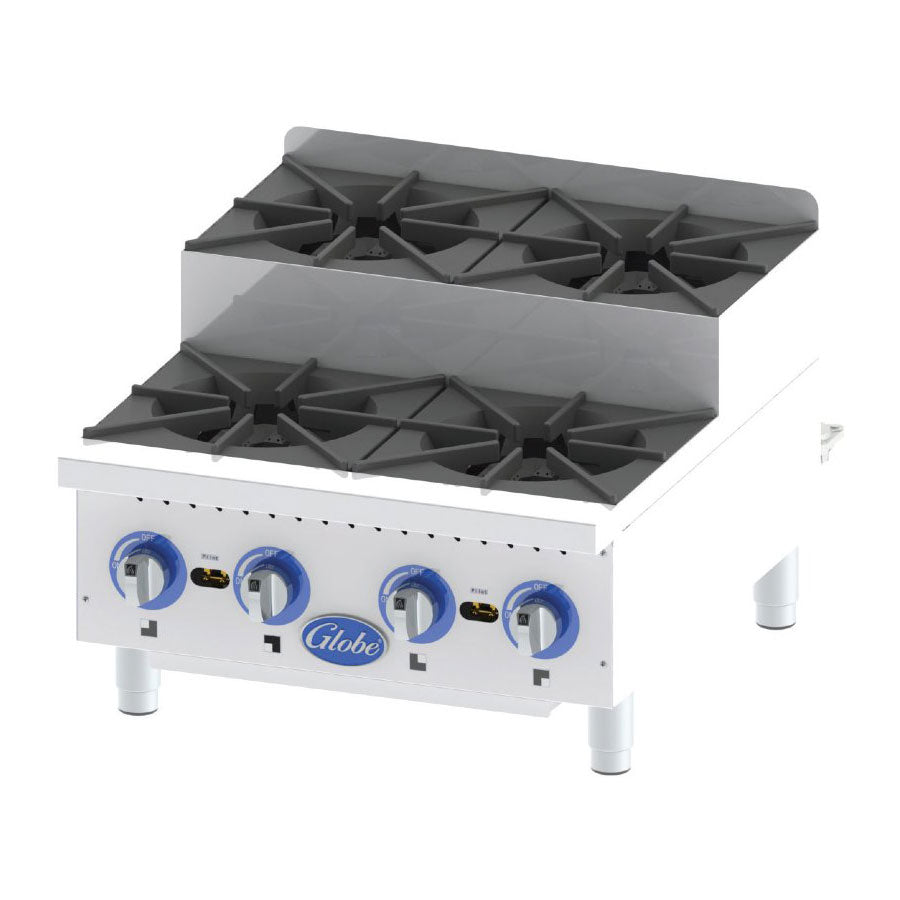 Globe GHPSU424G 24-Inch Countertop Gas Step Up Hot Plate - Commercial Grade for Restaurants, Catering & Outdoor Cooking