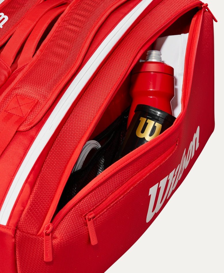 Wilson Super Tour 9 Pack Tennis Bag - Premium Red (2025) | Durable Tennis Backpack for Players & Coaches | Perfect for Tournaments, Practice & Travel