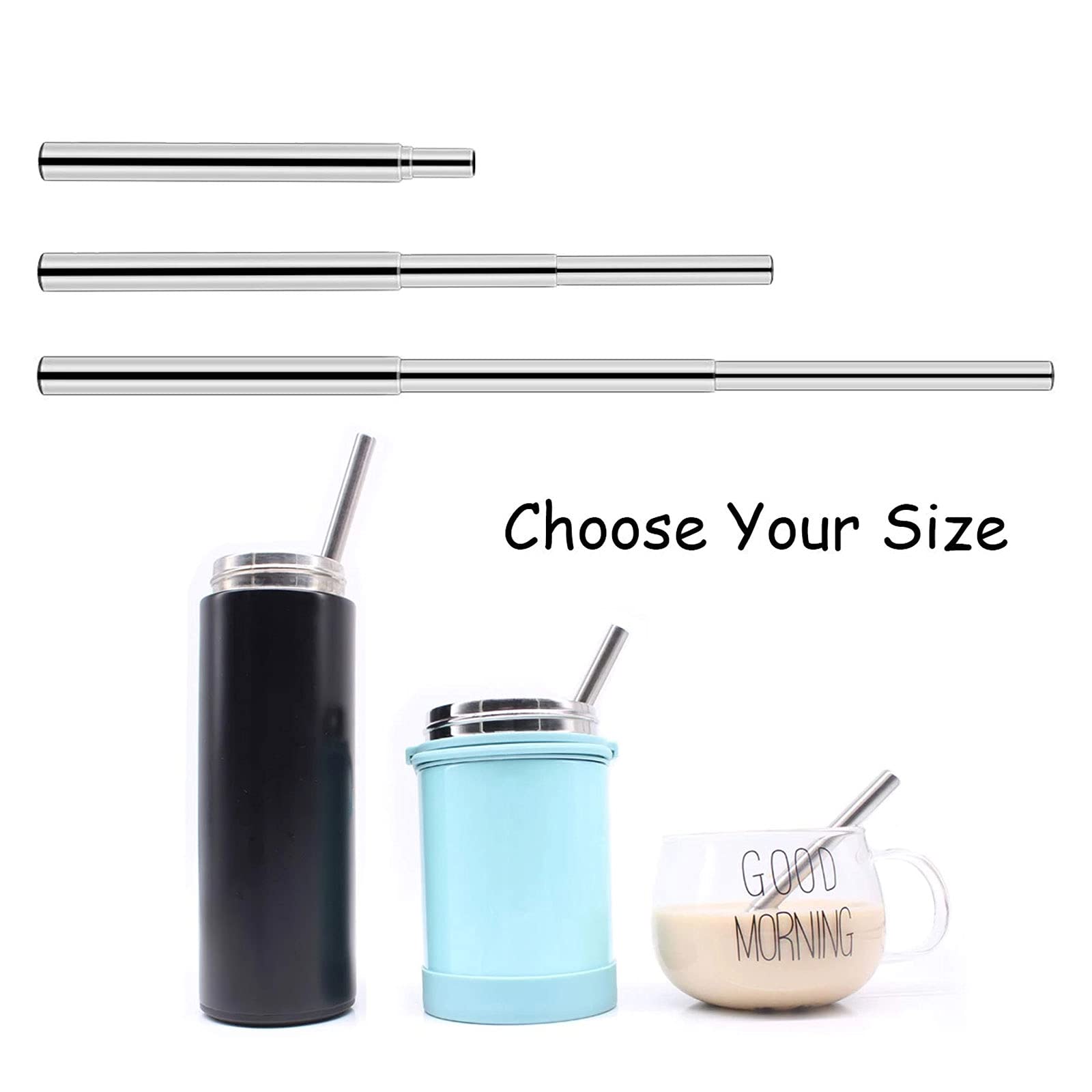 2 Pack Reusable Metal Straws with Brush & Case | Portable for Travel & Home