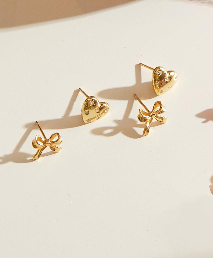 Elegant Ribbon Stud Earrings for Women - Dainty Gold Plated Jewelry Gift for Her - Perfect for Parties, Weddings & Everyday Wear