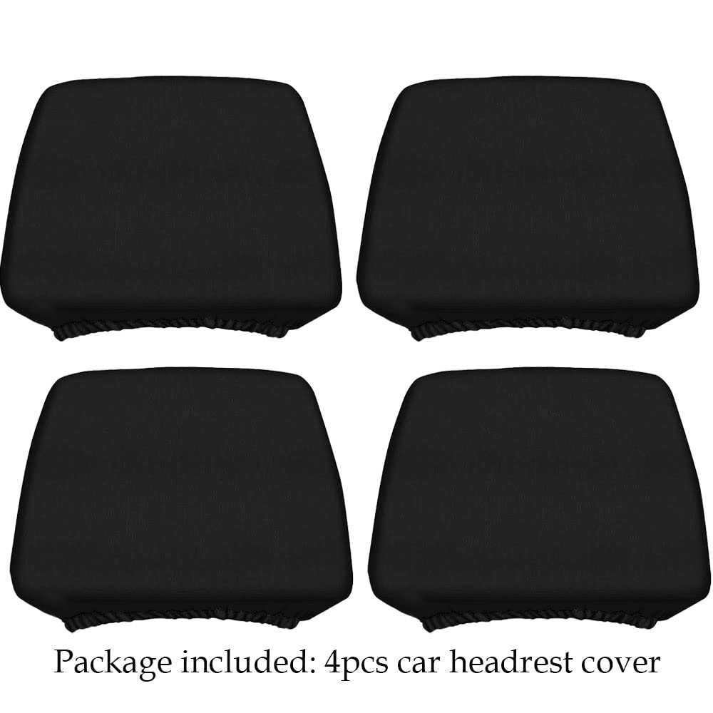 Universal Soft Washable Car Seat Headrest Cover - Dirt-Proof Head Rest Protector for Most Cars, Vans & Trucks (4-Pack, Black) | Perfect for Daily Commute, Road Trips & Protecting Leather Seats