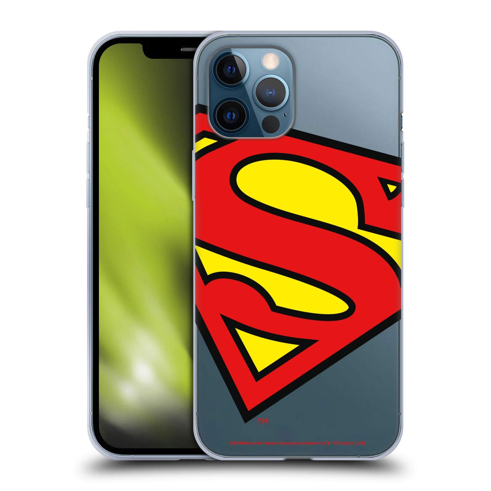 Officially Licensed Superman DC Comics Oversized Logo Soft Gel Case for Apple iPhone 12 Pro Max - Durable Protection with Superhero Style - Perfect for Fans, Daily Use & Gift Giving