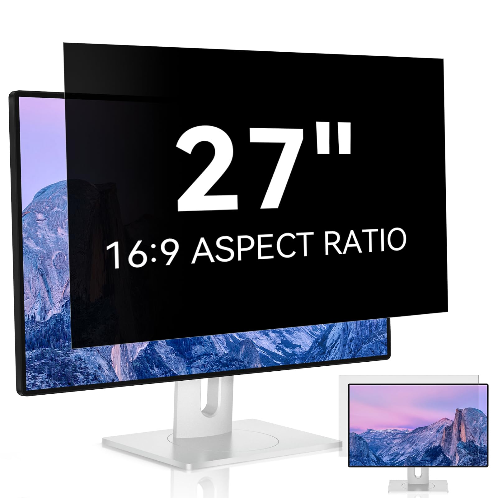 27 Inch Computer Privacy Screen for 16:9 Widescreen Monitor - Anti Glare Blue Light Filter & Eye Protection - Removable Anti-Scratch Protector Film for Office, Home & Gaming Use - Mamol