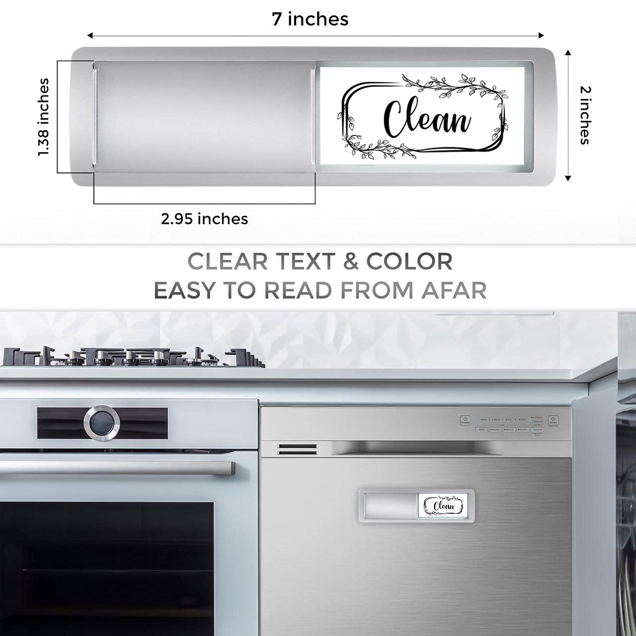 Stylish Dishwasher Clean Dirty Sign Magnet - Easy to Read Strong Magnetic Indicator for Kitchen Appliances | Perfect for Home, Office & RV Use
