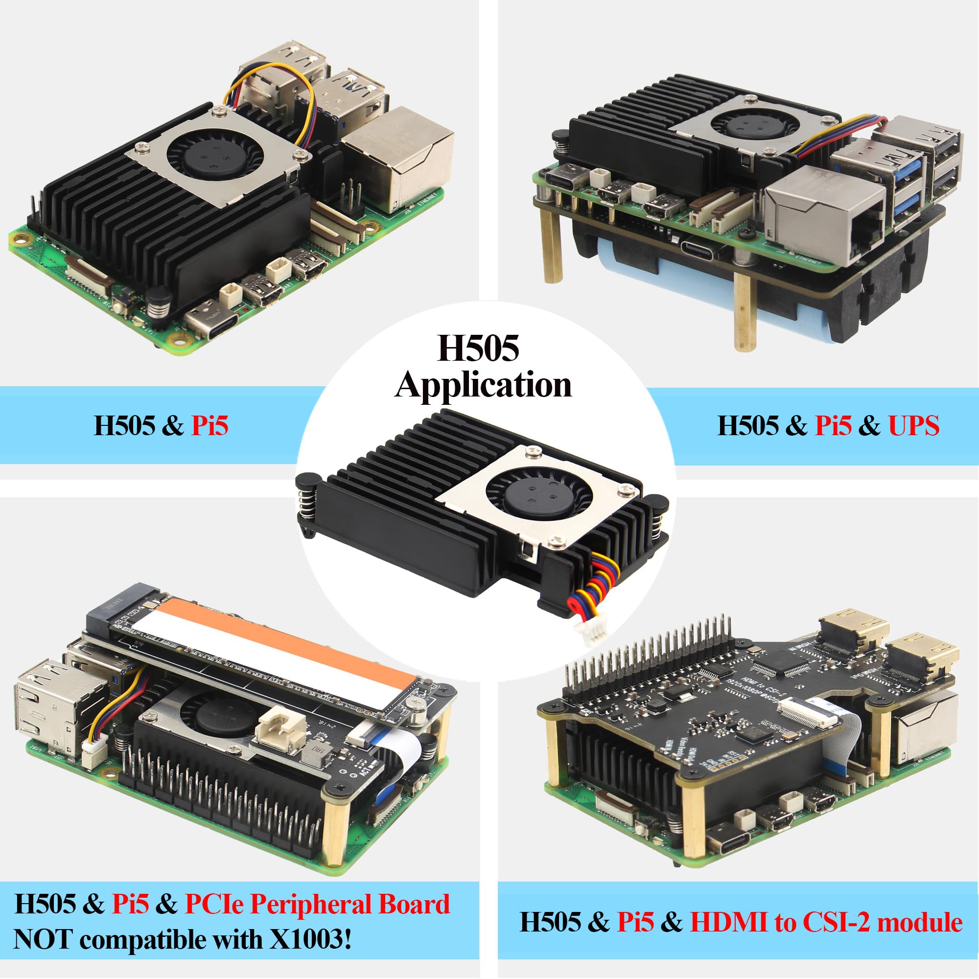 Geekworm H505 Active Cooling Fan for Raspberry Pi 5 - Aluminum Heatsink with PWM Blower Fan | Perfect for Overclocking & High-Performance Computing Projects