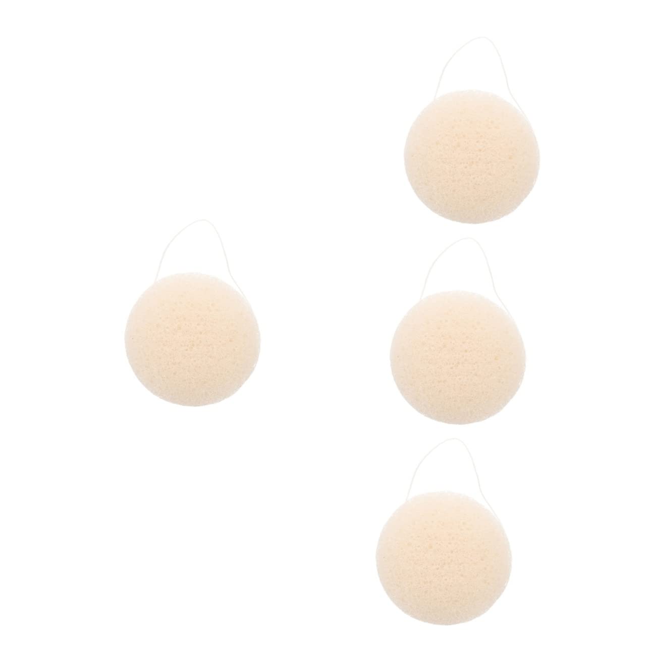 FOMIYES 4-Pack Natural Konjac Facial Sponges - Round Compressed Face Wash & Body Blender Sponge, Gentle Exfoliating Makeup Remover for Soft Skin | Perfect for Daily Cleansing & Makeup Application