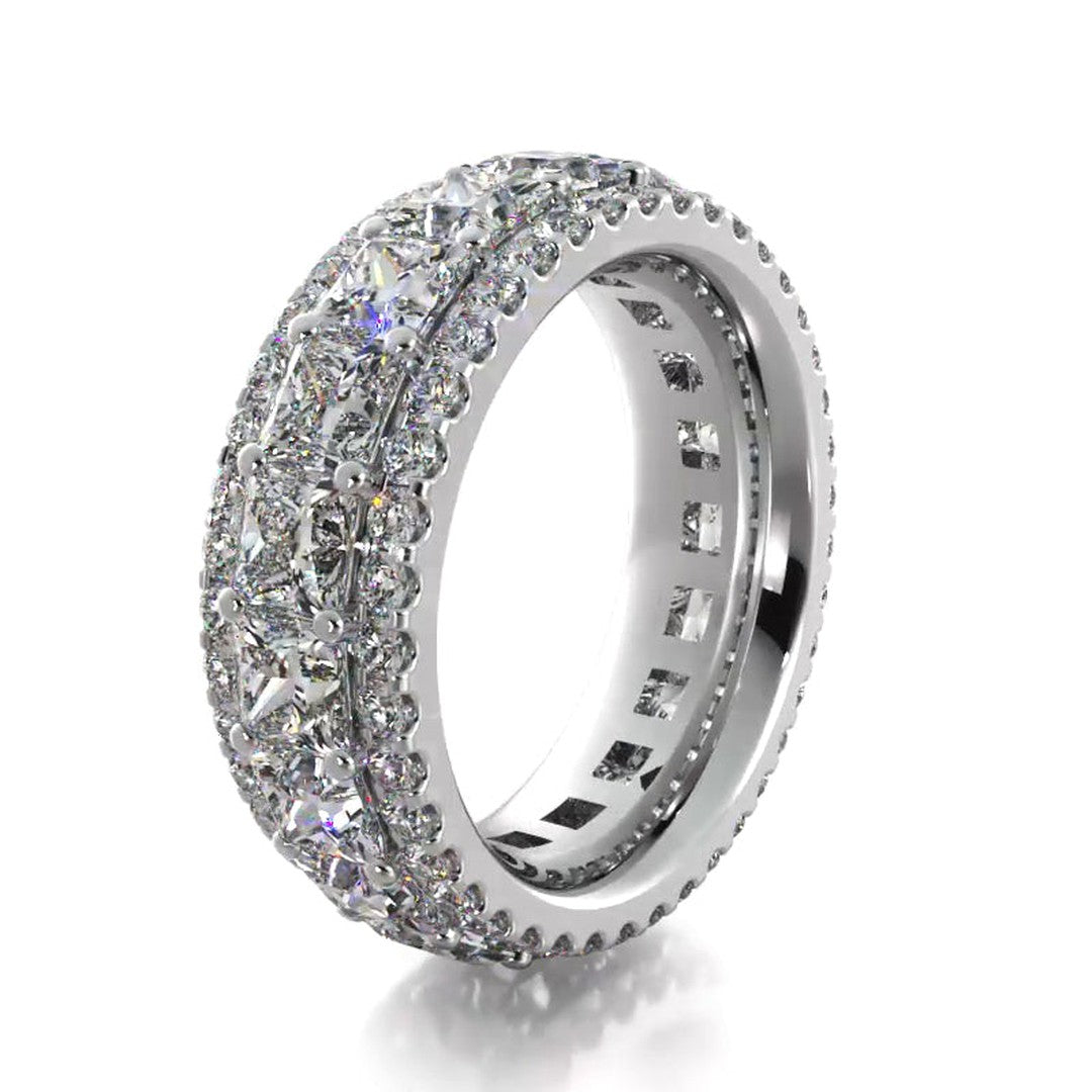 3.23 Carat Princess & Round Cut Diamond Eternity Wedding Band Ring for Women - Perfect for Engagement, Anniversary & Bridal Jewelry Gifts