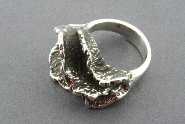 Oxidized Coral Ring - Sterling Silver Jewelry for Women, Handmade Boho Style, Perfect for Beach Weddings & Summer Fashion
