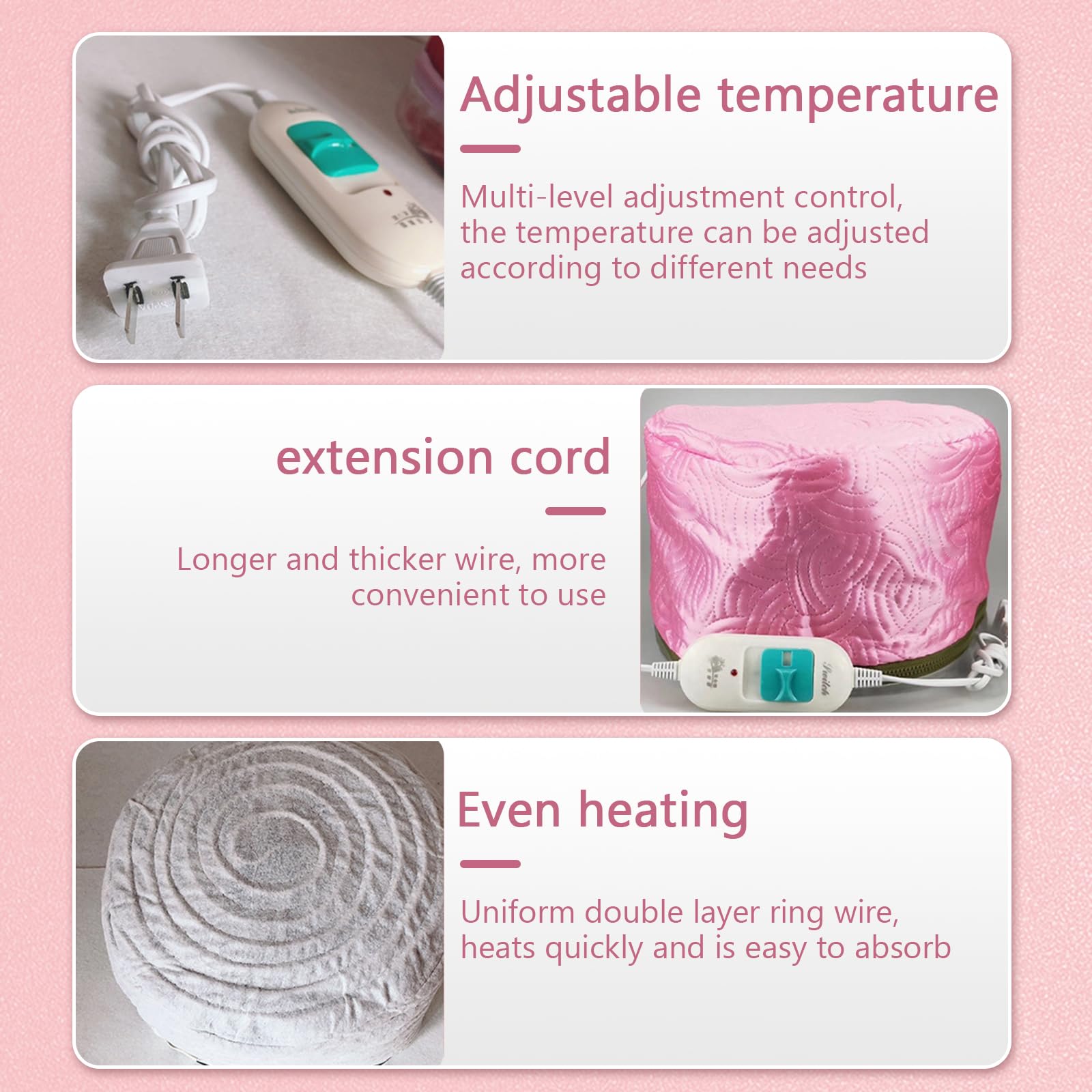 Professional Hair Steamer Cap with Adjustable Temperature - Deep Conditioning Thermal Hair Treatment Hat for Home Use - US Plug Hair Care Cap for Dry, Damaged Hair & Scalp Therapy (Perfect for Salon-Quality Hair Spa at Home)