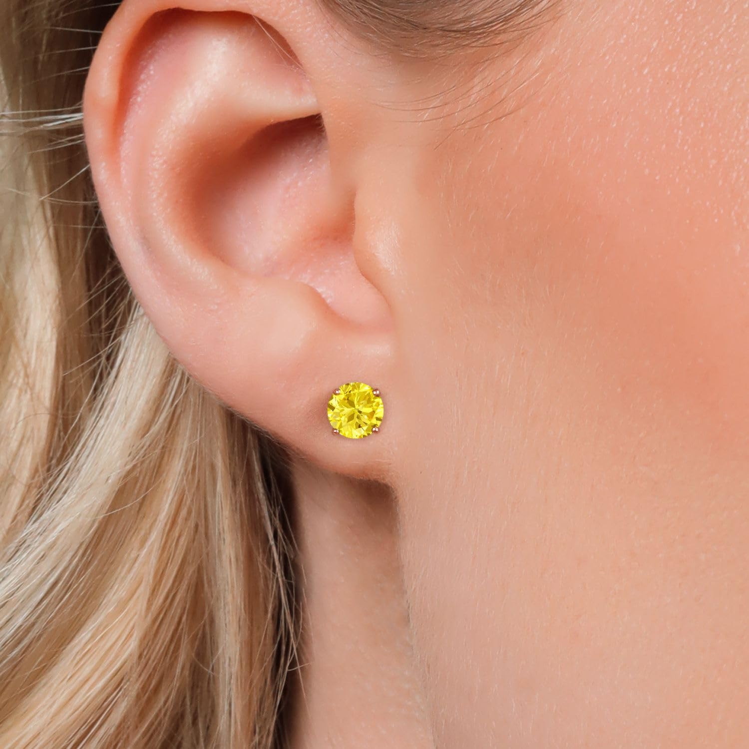 Gem Stone King 18K Rose Gold Plated Sterling Silver 6MM Round Birthstone Stud Earrings for Women & Men | Personalized Jewelry Gift for Birthday, Anniversary & Special Occasions