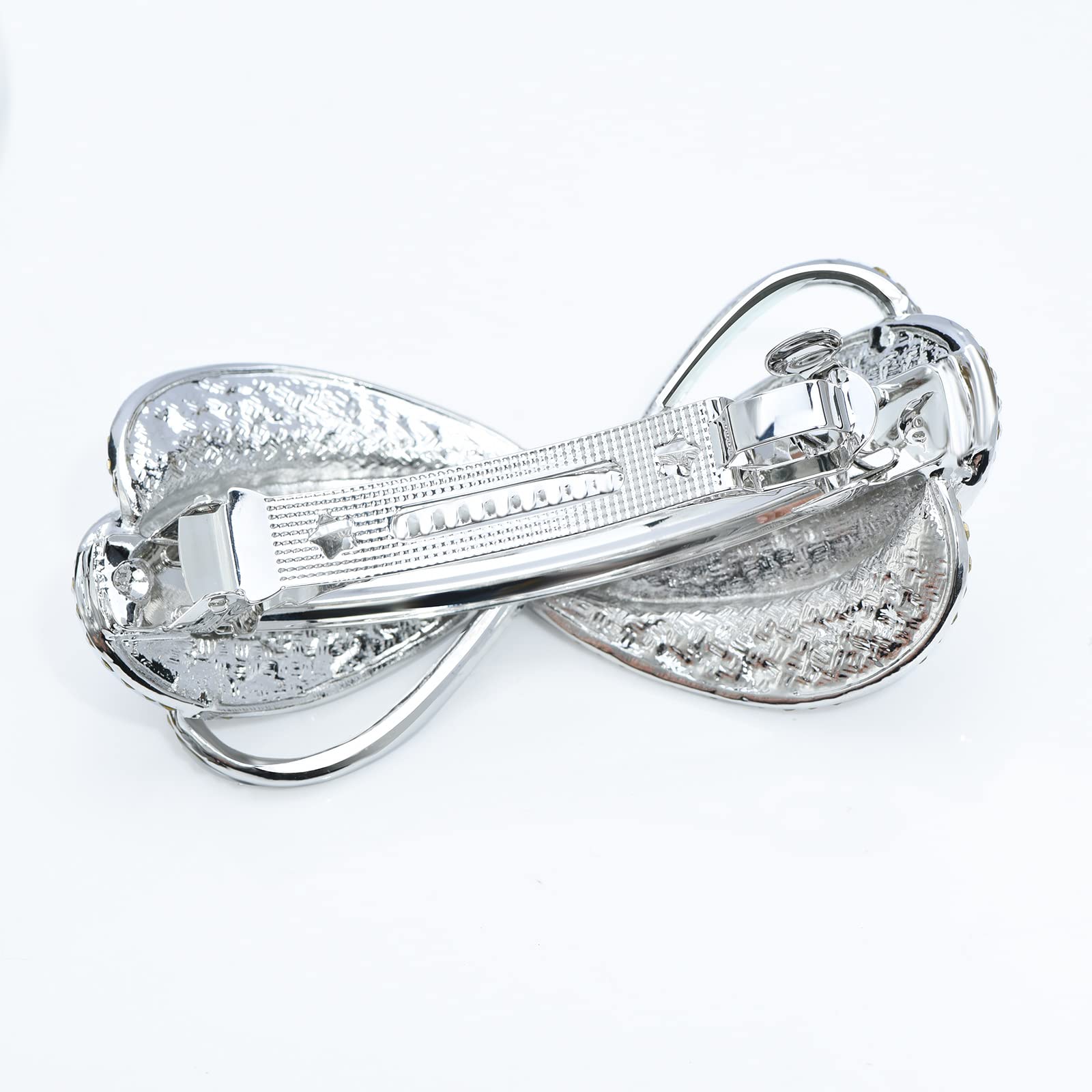 Sparkly Crystal Bow French Hair Barrette Clips - Elegant Bowknot Flower Hairpins for Women | Wedding, Prom, Party Hair Accessories | Perfect for Bridal, Formal Events & Special Occasions