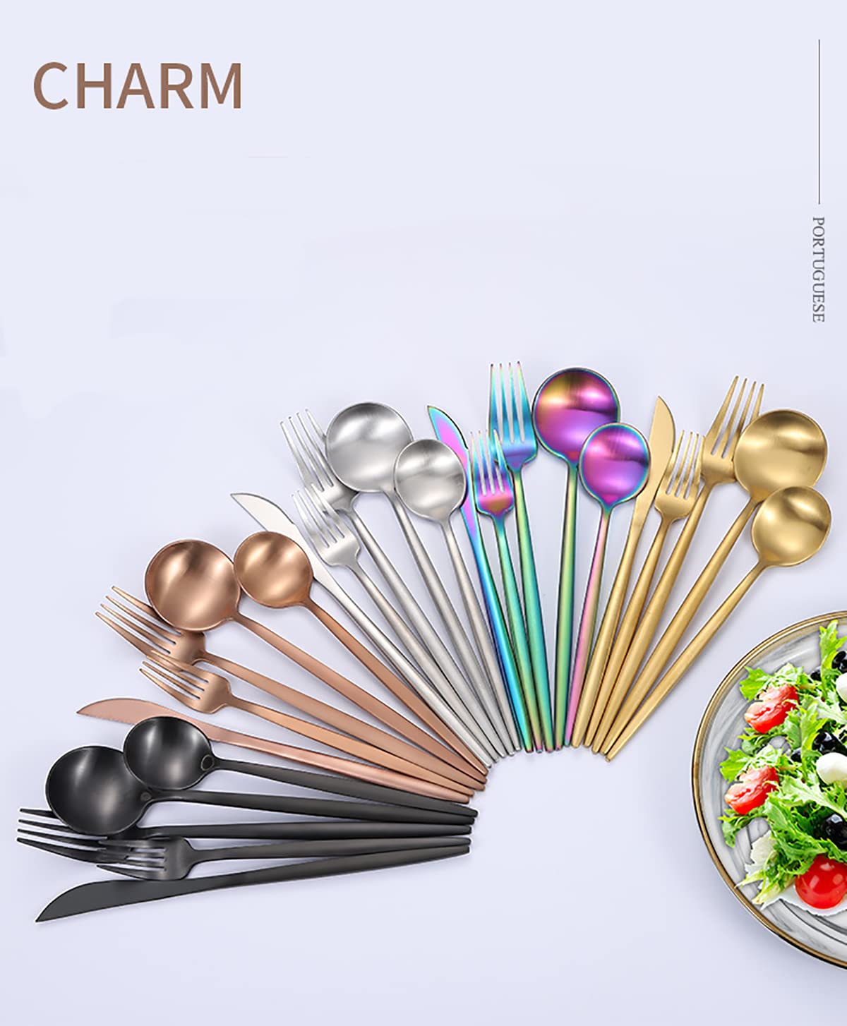 IKXO 40-Piece Matte Rose Gold Silverware Set - Stainless Steel Flatware Set for 8, Elegant Kitchen & Dining Utensils, Satin Finish & Dishwasher Safe - Perfect for Dinner Parties, Wedding Gifts & Home Decor