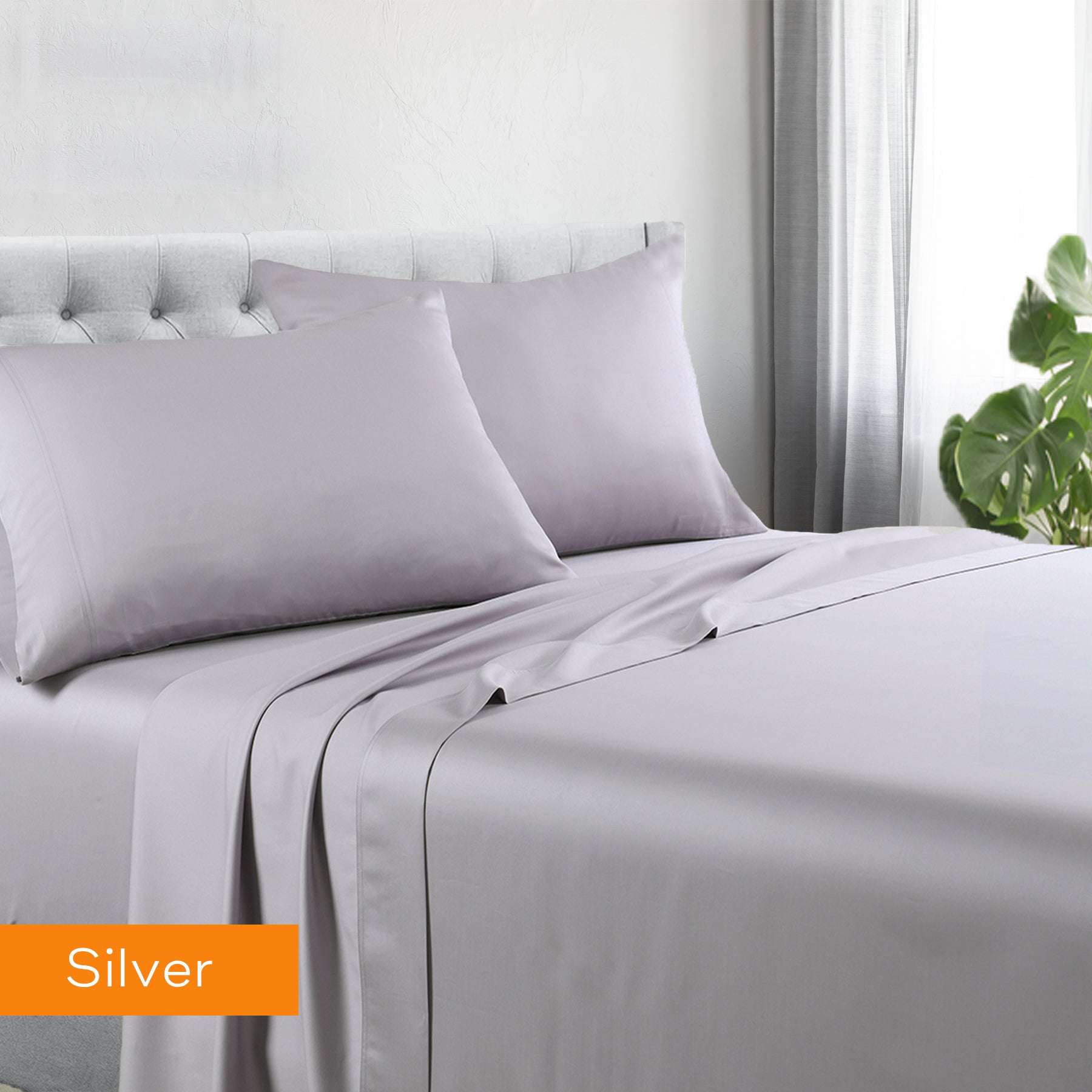 Premium 1200 Thread Count Hotel Quality Cotton Rich Sheet Set - Queen Size, Silver - Luxurious Soft Bedding for Ultimate Comfort & Relaxation in Bedroom, Guest Room or Vacation Home
