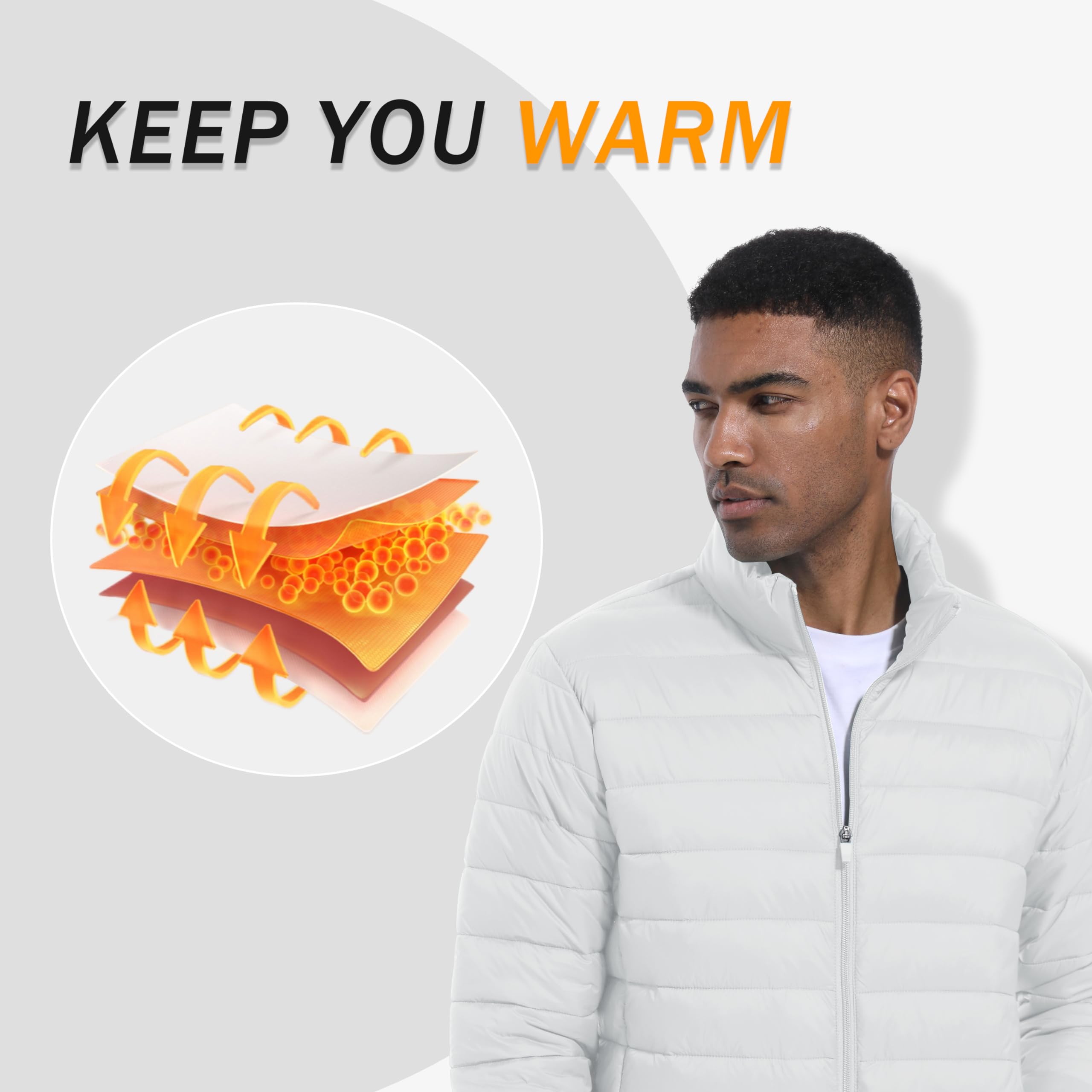 Men's Lightweight Puffer Jacket - Windproof, Water-Repellent Quilted Coat for Winter, Fall & Spring | Warm Windbreaker for Outdoor Activities, Travel & Daily Wear