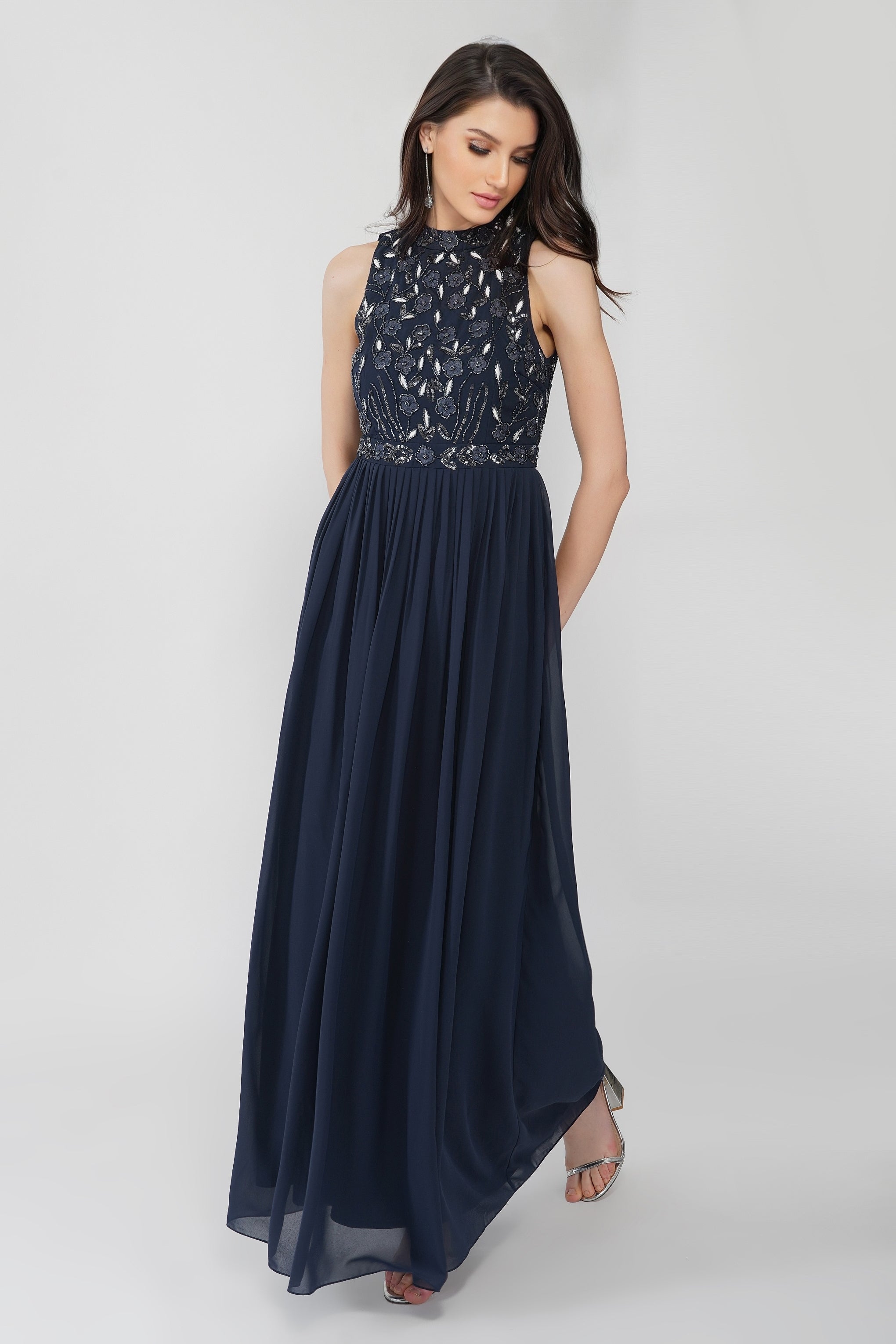 Premium Saffron Floral Embroidered Maxi Dress for Women - Elegant Boho Summer Beach Wedding Party Dress with Handcrafted Embellishments