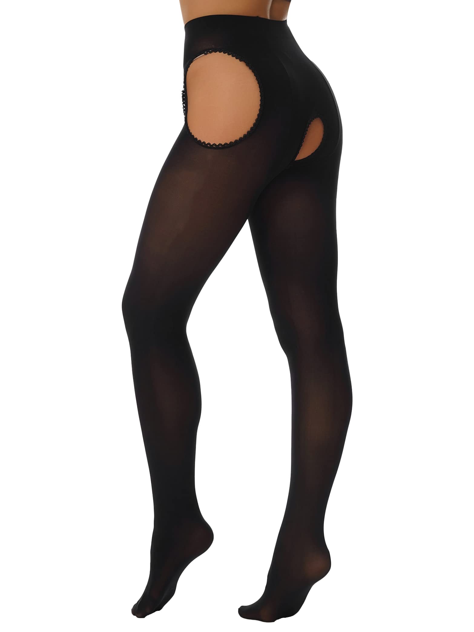 Sexy Hollow Out Thigh High Stockings - Black Cutout Pantyhose for Women, Perfect for Date Night & Lingerie