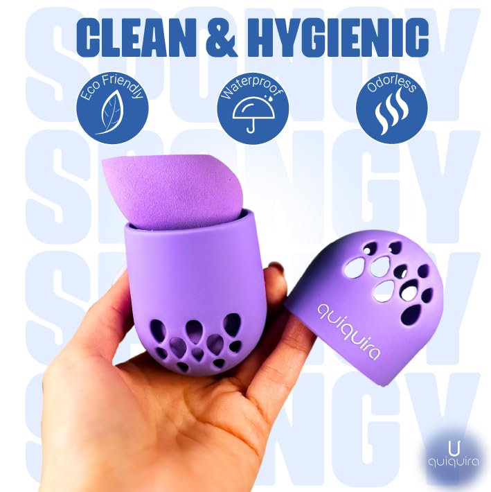 Washable Silicone Makeup Sponge Holder Case - Travel-Friendly Beauty Blender Storage for Quick Drying, Powder Puff Container (Blender Not Included) - Perfect for On-the-Go Makeup Touchups & Organized Cosmetic Bags (Fuscia)