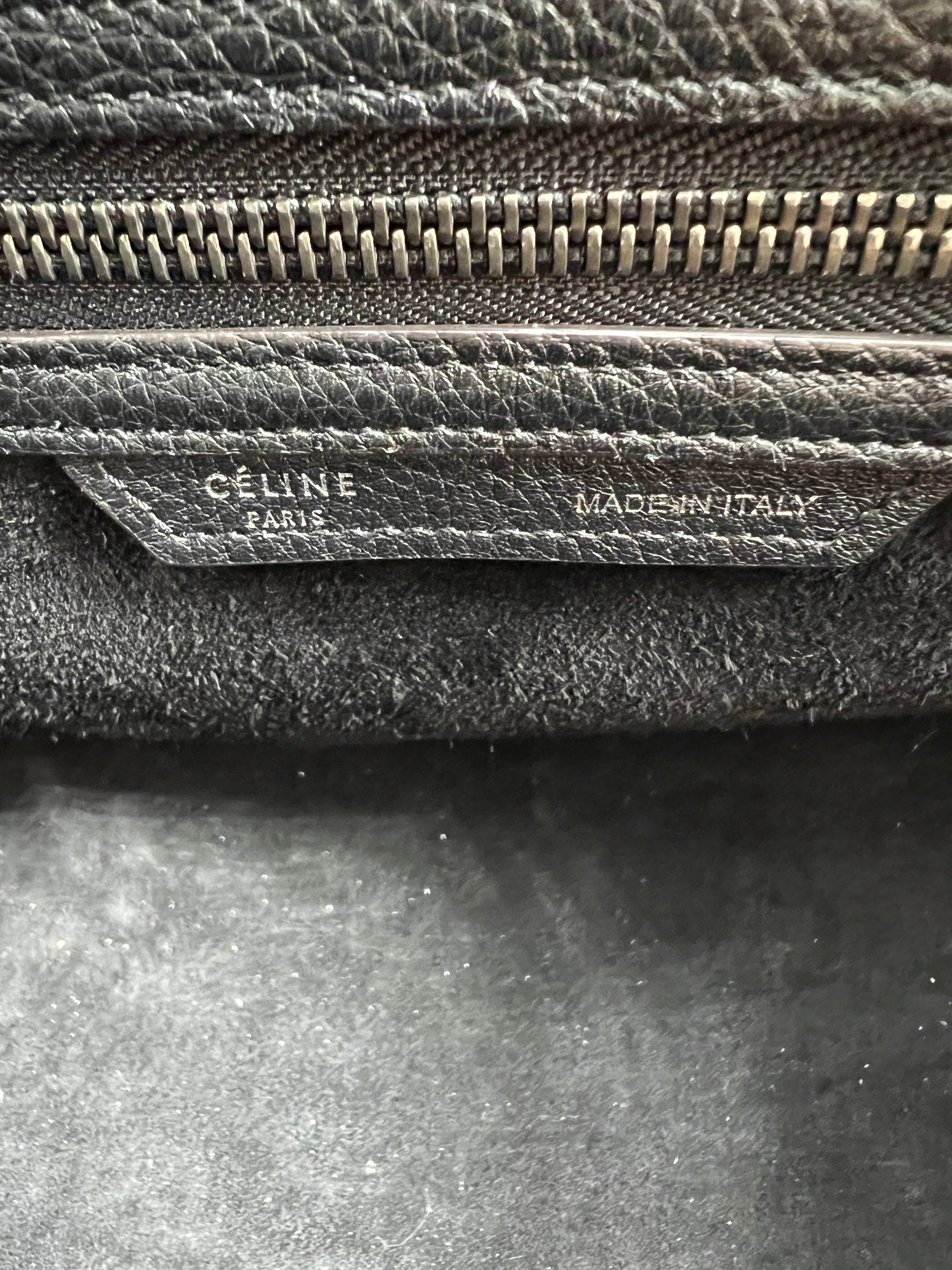 Celine Black Drummed Leather Mini Luggage Tote Bag - Stylish & Durable Handbag for Women, Perfect for Work, Travel & Everyday Use