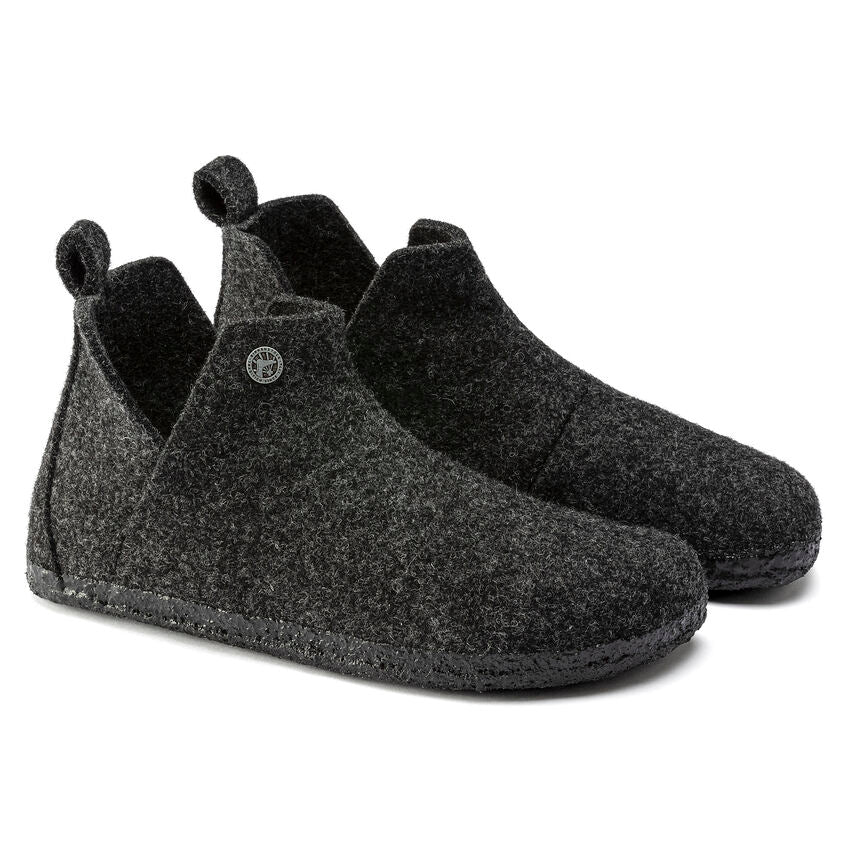 Birkenstock Andermatt Shearling Wool Felt Slippers for Women & Men - Cozy Indoor/Outdoor House Shoes - Warm Winter Home Comfort with Premium Wool Lining - Anthracite Grey