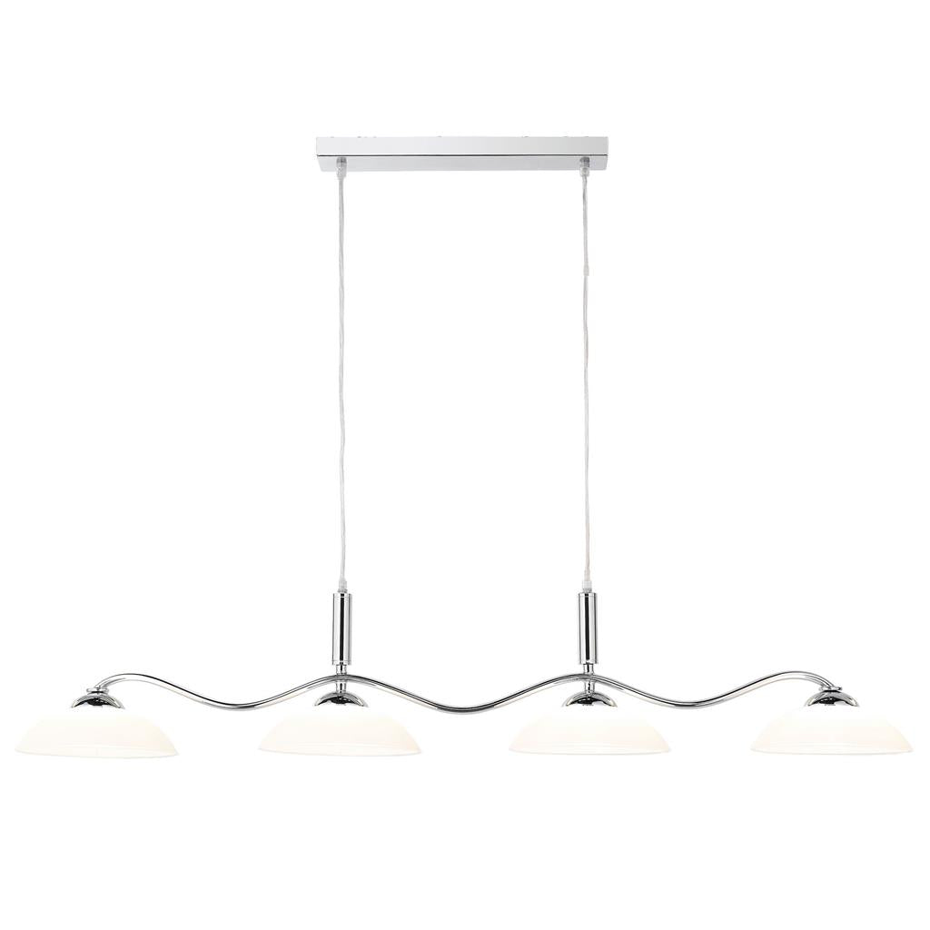 Alexis 4Lt Kitchen Light - Chrome Metal & Opal Glass Pendant Lighting for Modern Kitchen Island, Dining Room, and Restaurant Decor