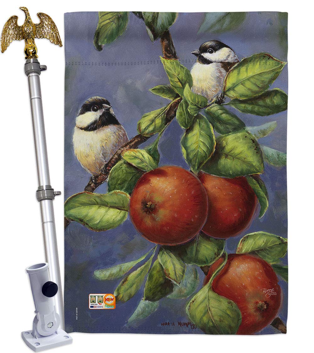 Double-Sided 28x40 Inch USA-Made Garden Flag - Colorful Birds & Apples Design Featuring Chickadees, Eagles, Flamingos & More | Perfect for Spring Yard Decor, Wildlife Lovers Gift & Outdoor Home Decoration