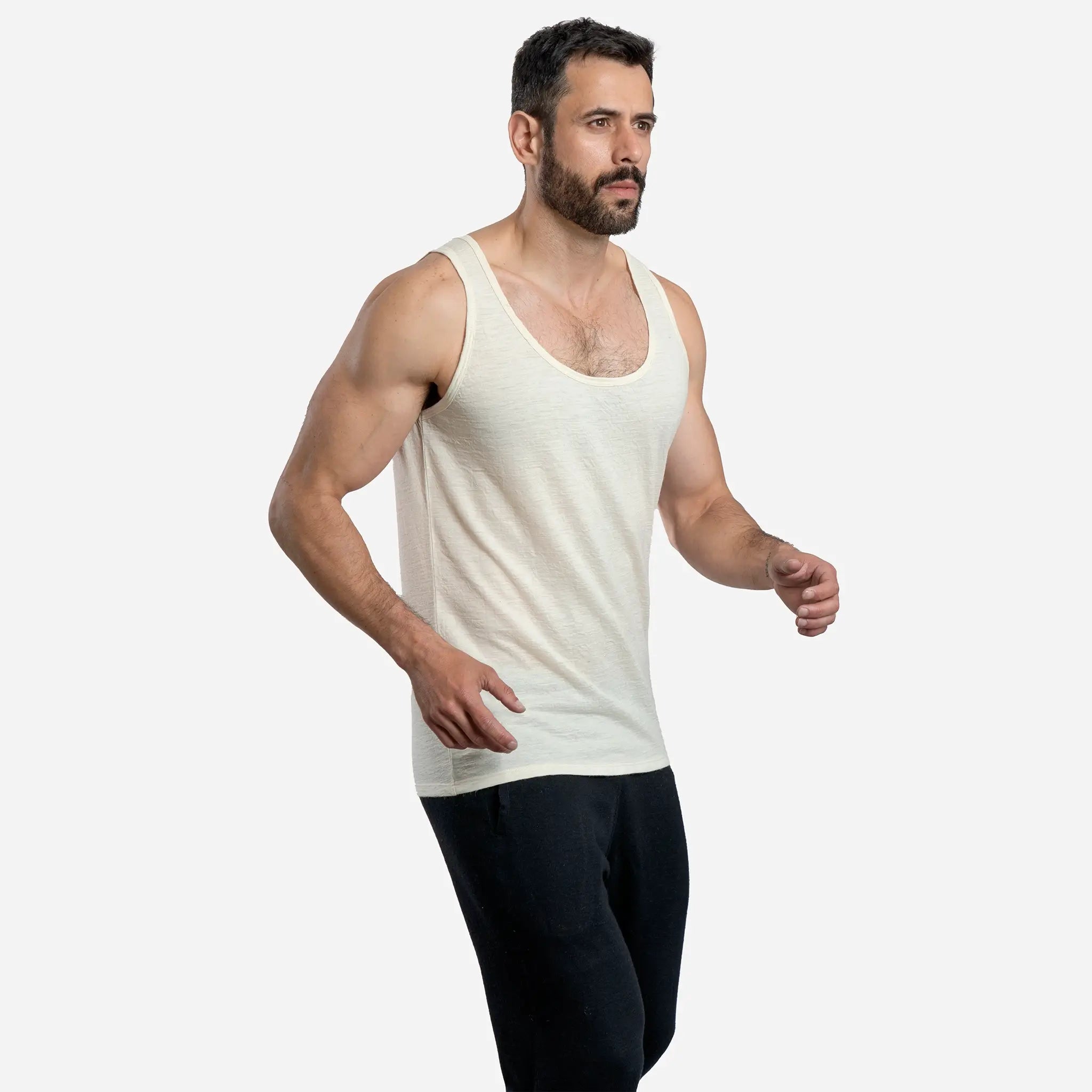Men's Alpaca Wool Tank Top - Ultra Lightweight 110g Summer Wear for Hiking & Travel