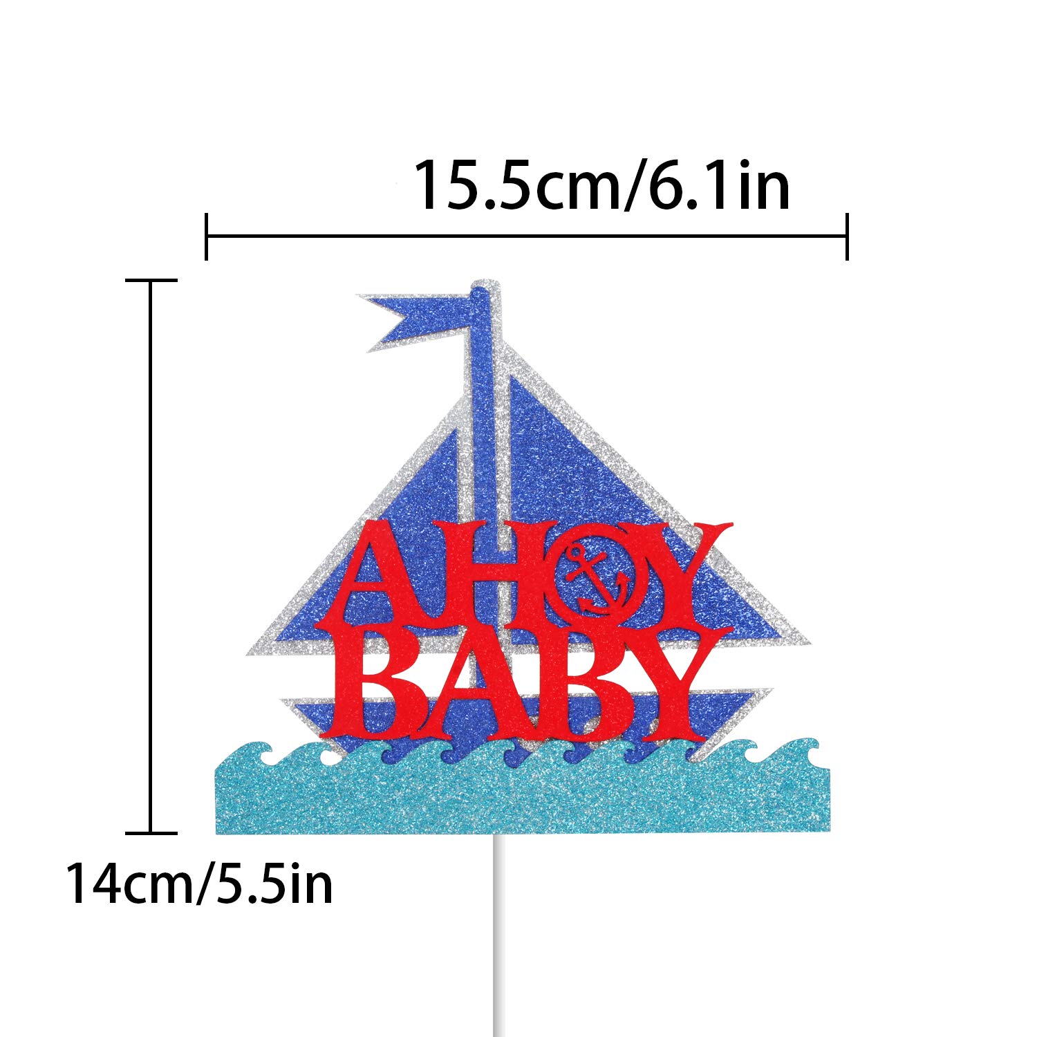 Ahoy Sailboat Cake Topper - Nautical Ocean Theme Gender Reveal & Baby Shower Decorations - Perfect for Welcome Baby Parties & First Birthday Celebrations