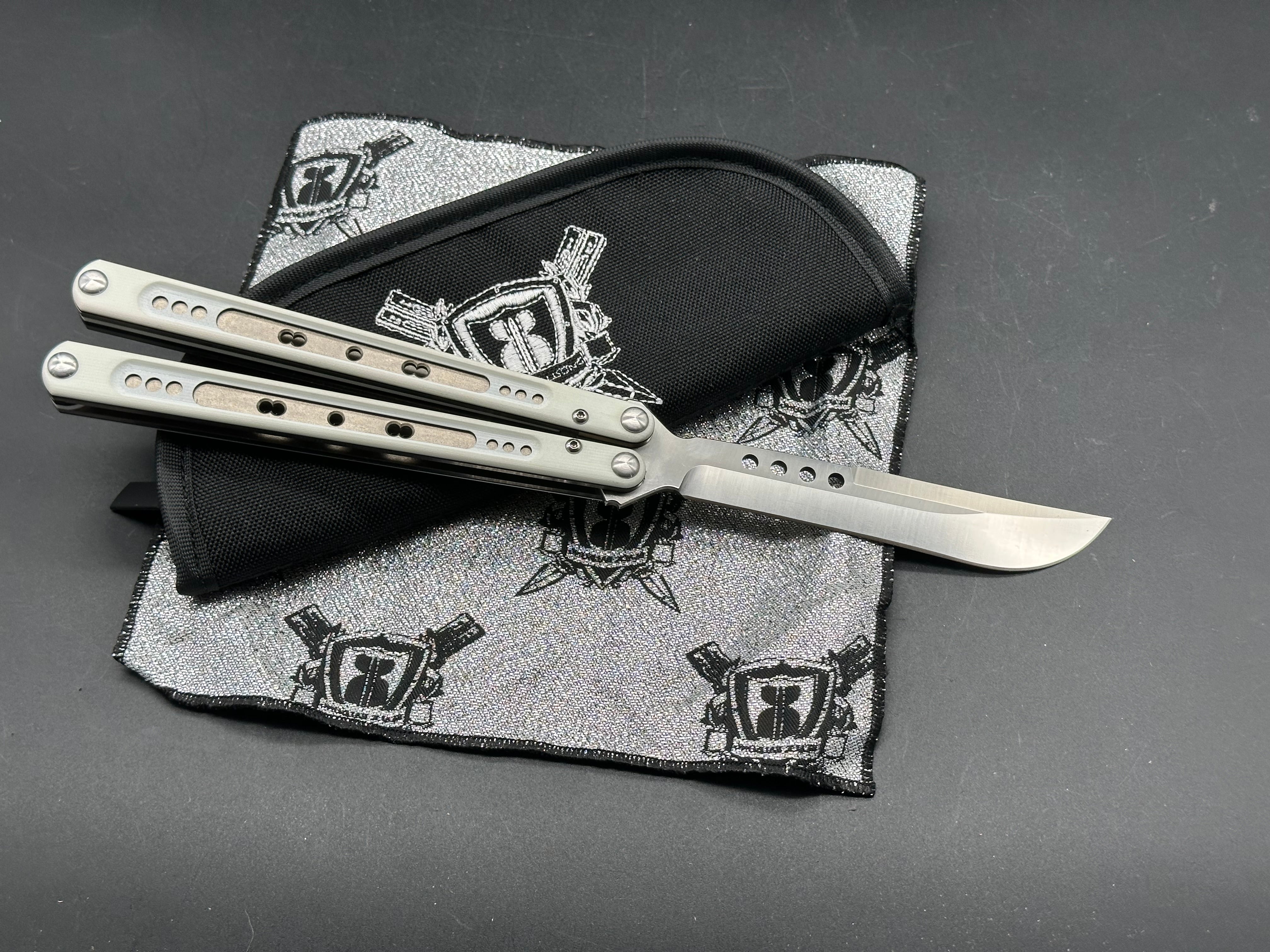 Rebola 1st Edition Black Balisong Butterfly Knife - Limited Serial #02 with White G10 & Titanium Liner - Perfect for Collectors, EDC, and Flipping Tricks