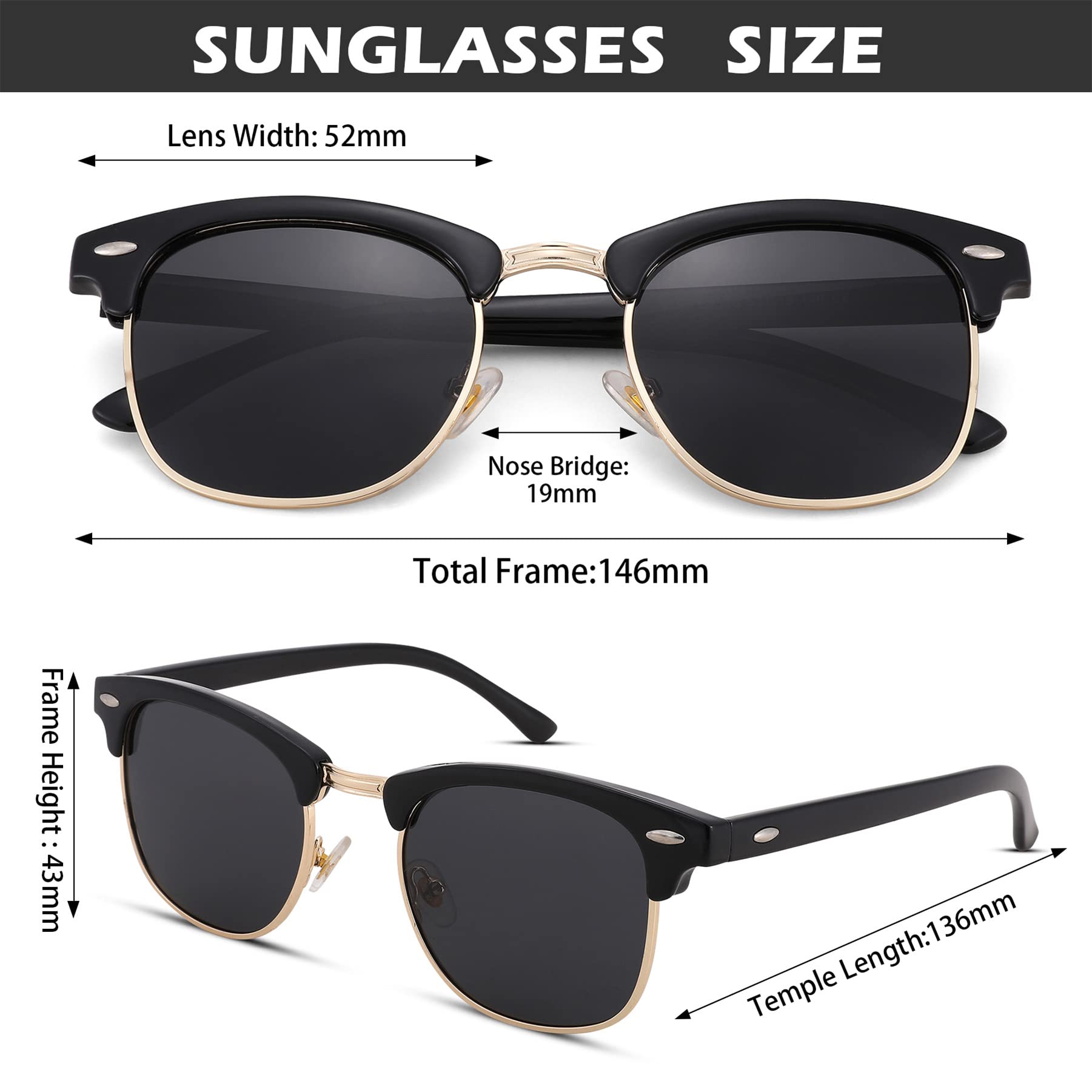 Pro Acme Semi-Rimless Polarized Sunglasses UV 400 Protection for Women & Men - Stylish Outdoor Sports & Driving Shades for Sun Protection