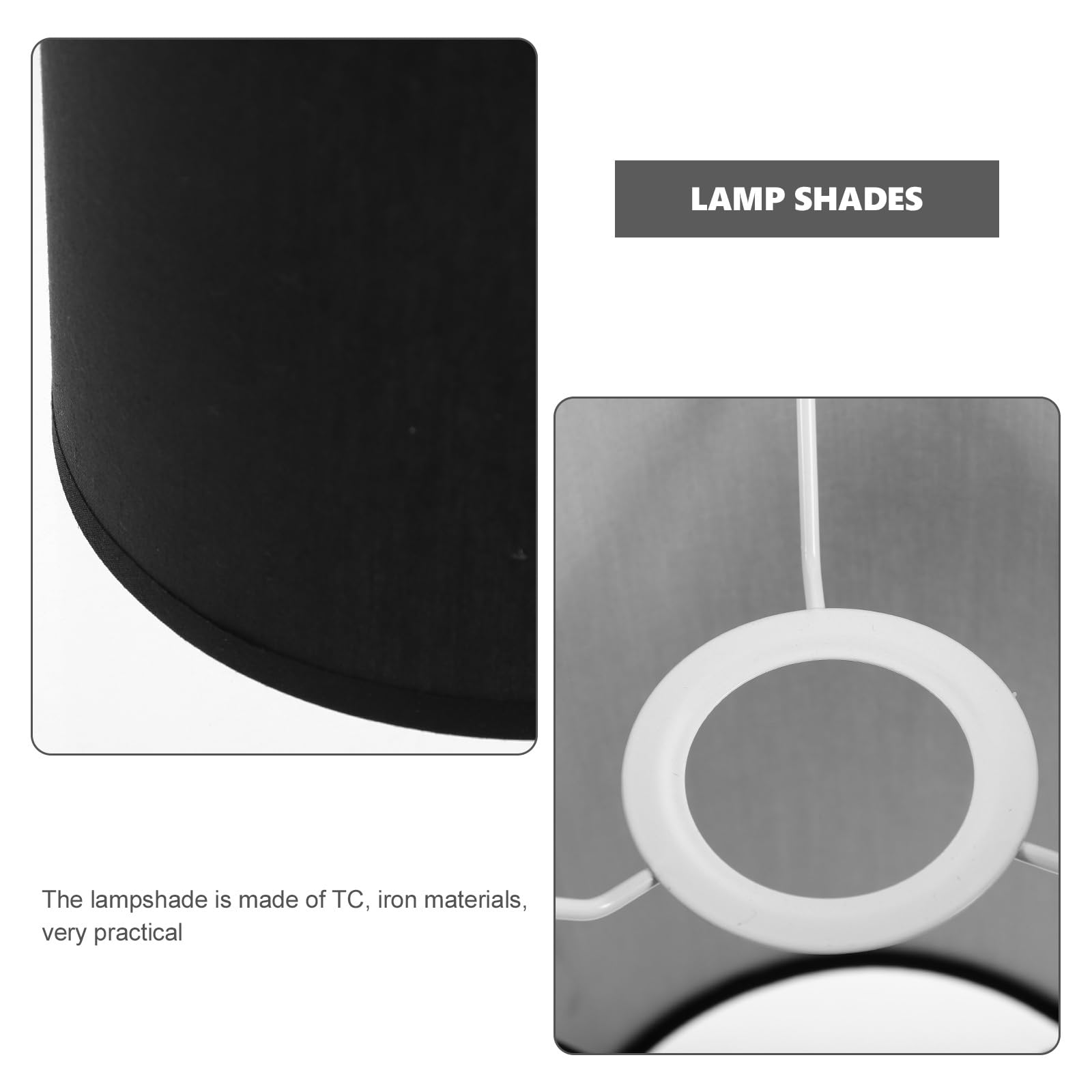 IMIKEYA Black Linen Drum Lamp Shade - E27 Table Lamp Replacement Shade, Cylinder Fabric Lampshade for Floor Lamps & Chandeliers - Perfect for Living Room, Bedroom & Office Decor