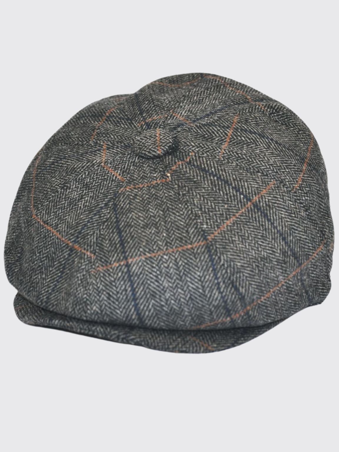 G&H Jude Wool Blend Grey Herringbone Check Newsboy Cap | Vintage Style Men's Hat for Winter & Fall | Perfect for Outdoor Activities, Casual Wear & Fashion Outfits