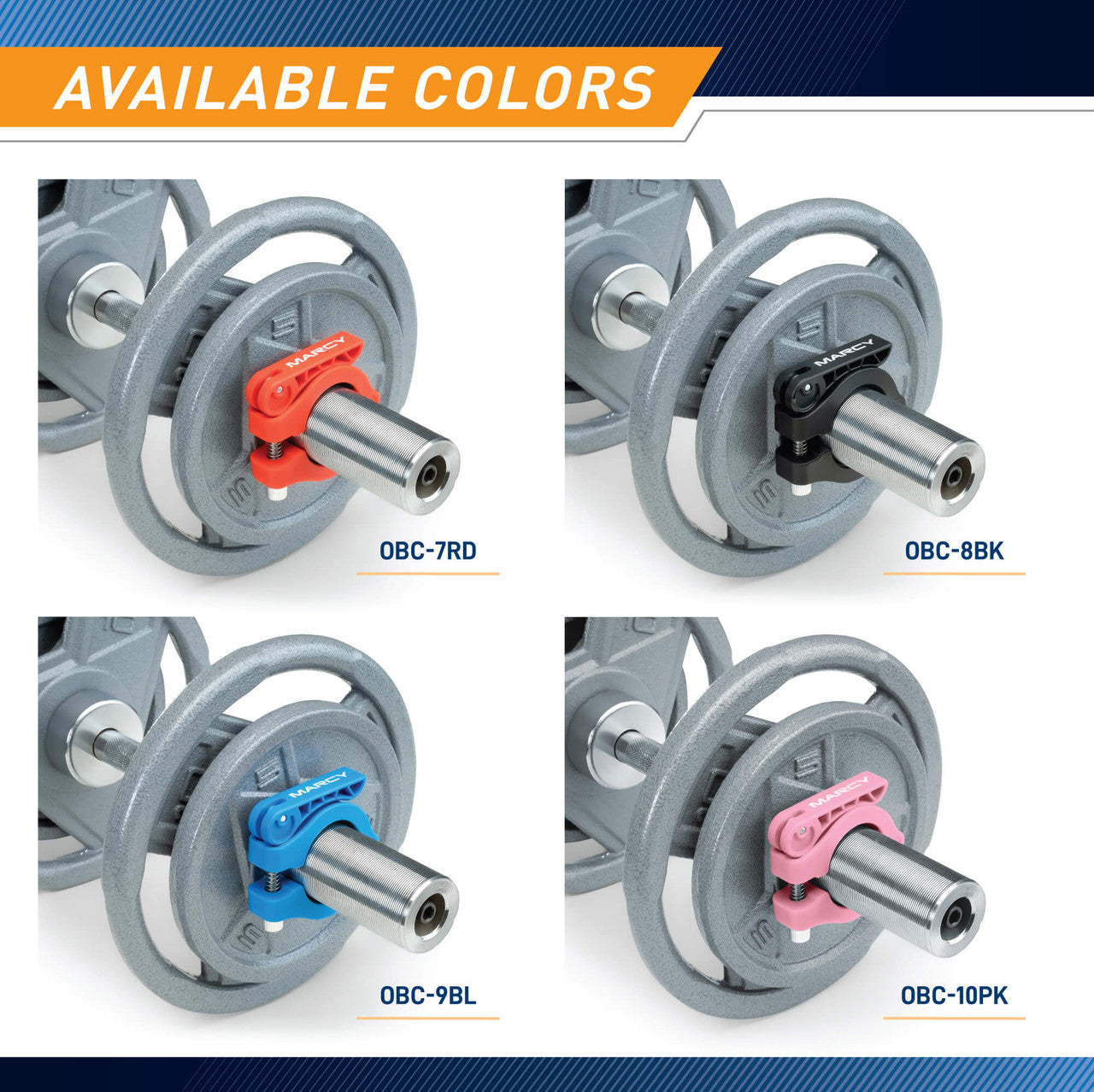 Marcy Olympic Barbell Lock Collar Clips - Secure Weight Plates for Weightlifting (Red/Black/Blue/Pink) - Perfect for Home Gym & CrossFit Training