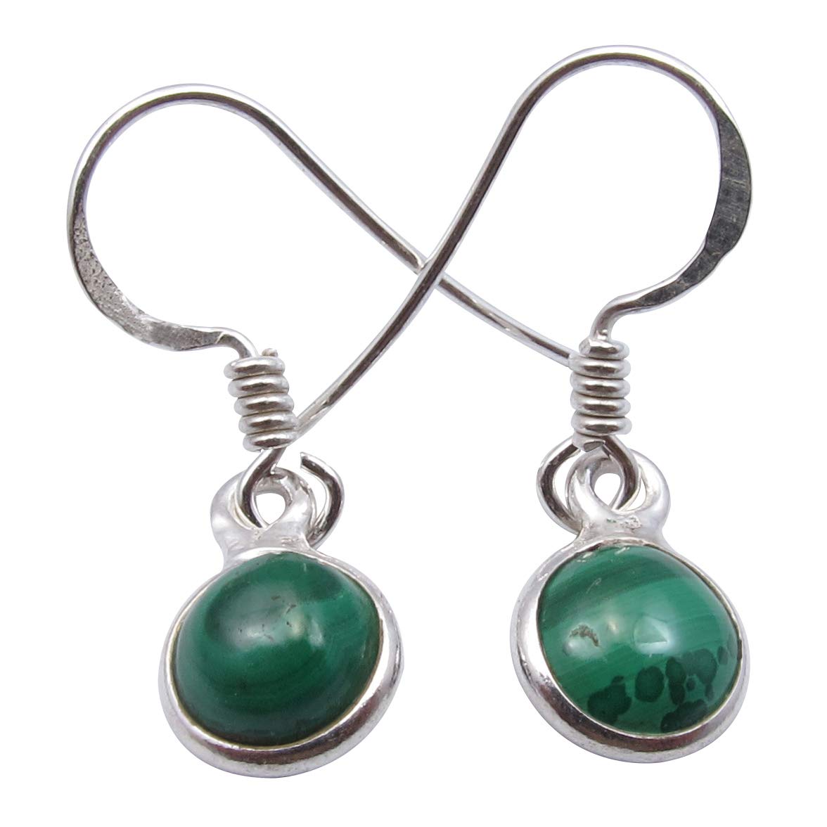 Malachite Hook Earrings for Women - 1.1 Inch 925 Sterling Silver Dangle Earrings - Elegant Handmade Jewelry Gift for Birthday, Party & Special Occasions
