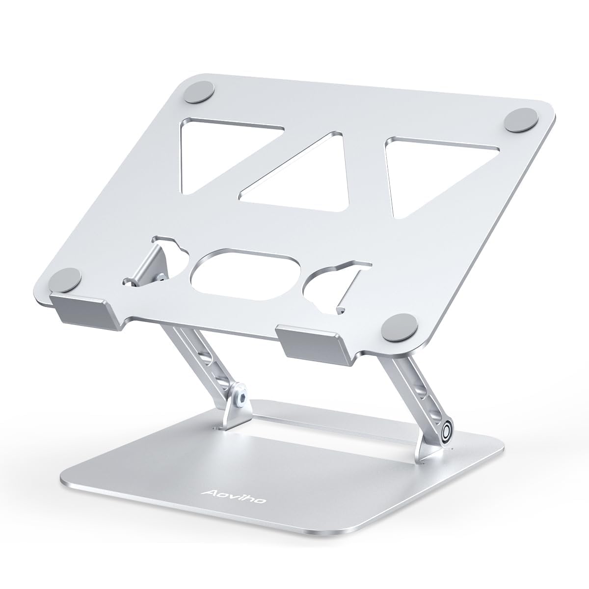 Adjustable Foldable Aluminum Laptop Stand for Desk - Portable Laptop Riser Holder for MacBook Air Pro, HP, Lenovo, Dell, Samsung Chromebook (10-15.6 Inch, Silver) - Perfect for Home Office, Gaming, and Workstation Setup
