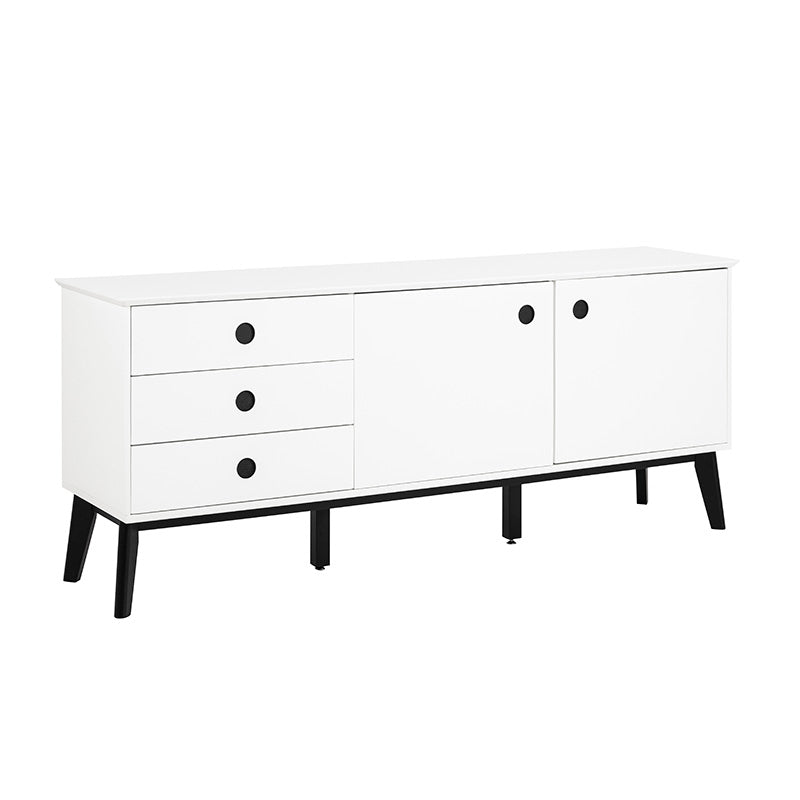 Modern SABINE Sideboard Buffet Cabinet 180cm - White & Black Finish for Dining Room Storage & Living Room Organization