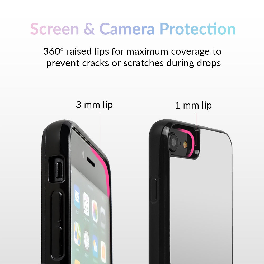 Shockproof Silver Reflective Mirror iPhone Case - Protective Phone Cover for iPhone 14/13/12/11 Pro Max - Stylish & Durable for Night Running, Cycling & Outdoor Activities