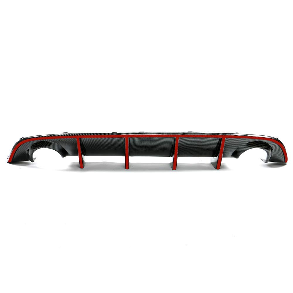 IKON MOTORSPORTS Bumper Lip Spoiler for 2015-2023 Dodge Charger SRT - Factory Style Rear Diffuser with Red Reflective Tape - Upgrade Your Ride's Aerodynamics & Style for Street Racing & Car Shows