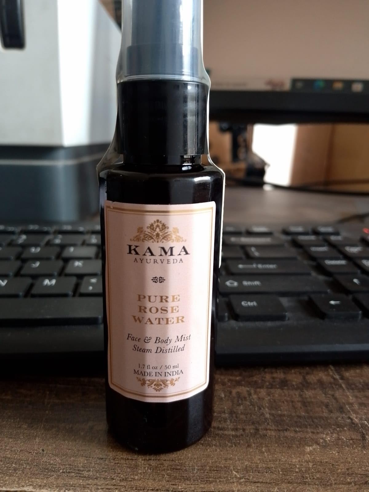 Kama Ayurveda Organic Pure Rose Water 50ml - Hydrating Facial Toner for Glowing Skin | Perfect for Daily Skincare & Makeup Setting