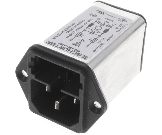 4301.5208 IEC C14 Power Entry Module with EMC Filter - 10A Male Panel Mount Receptacle for Computer Servers, Audio Equipment & Industrial Power Supplies