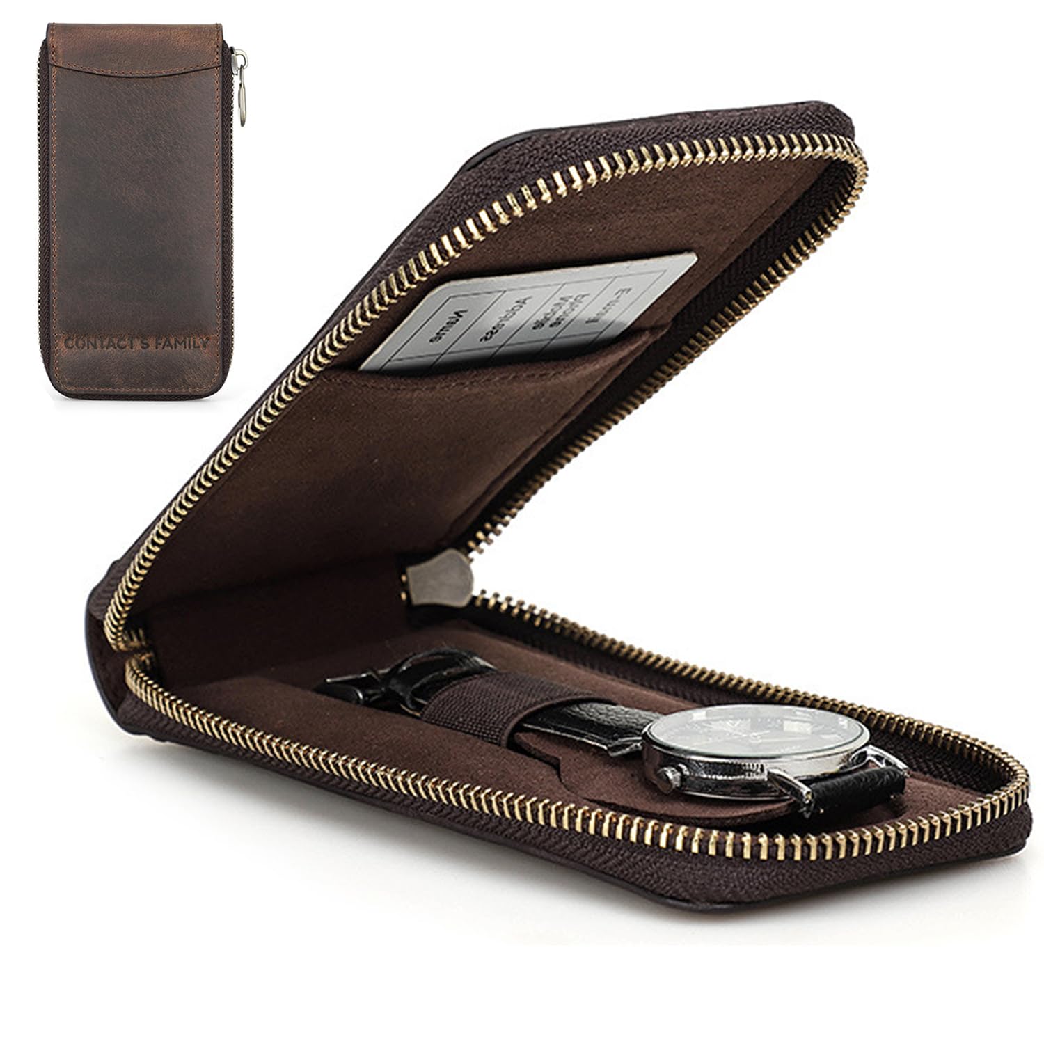 Genuine Leather Watch Travel Case for Men - Portable Watch Storage Organizer & Travel Pouch - Perfect for Business Trips, Vacations & Watch Collection Organization
