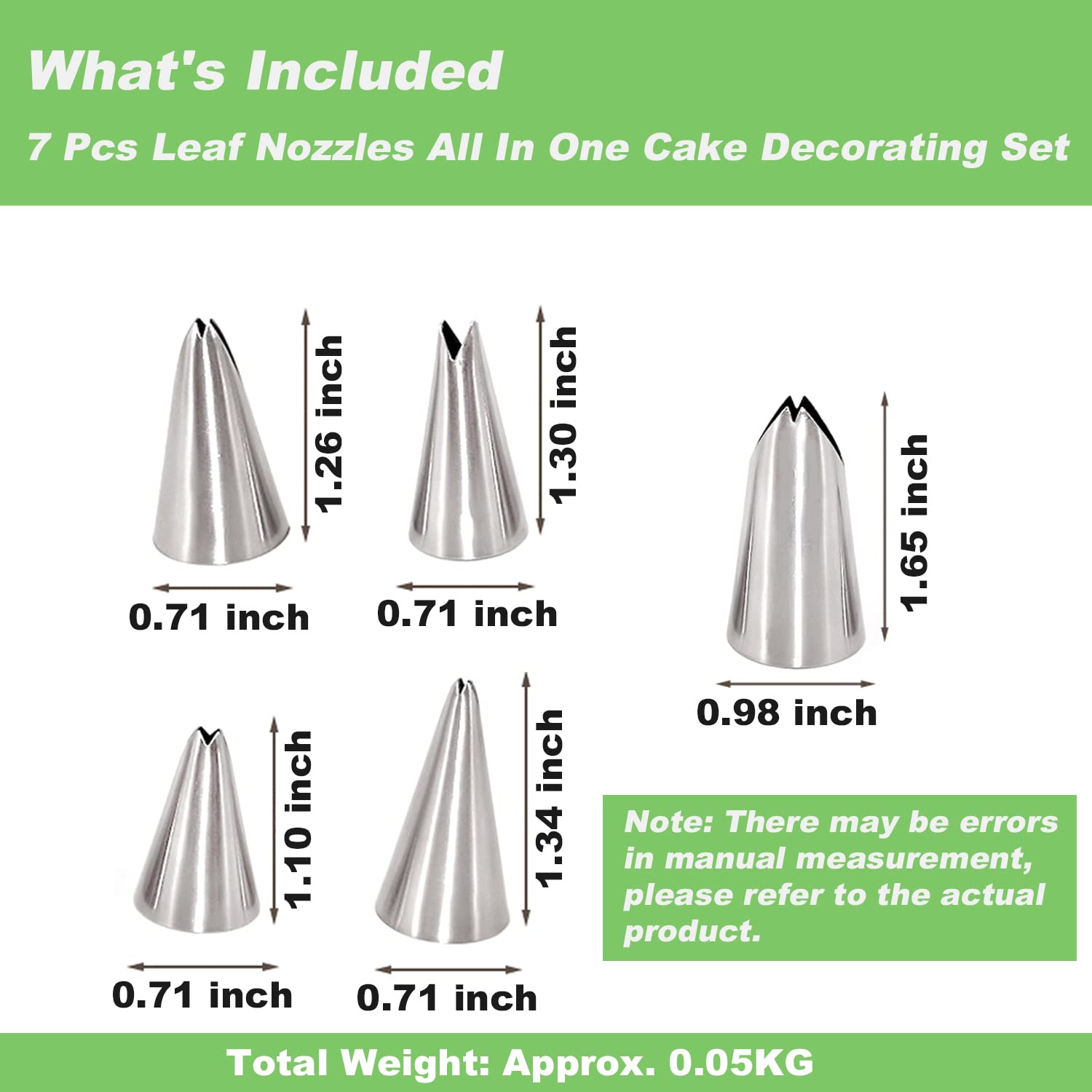 Suuker Leaf Piping Tips - 5 Piece Stainless Steel Cake Decorating Kit for Professional Baking | Perfect for Cupcakes, Wedding Cakes & DIY Dessert Decorating