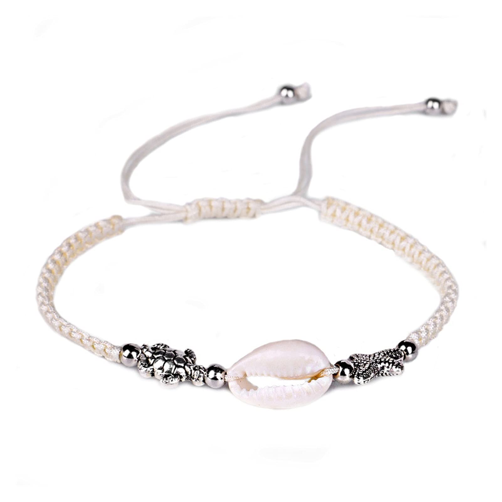 Handmade Braided Rope Chain Starfish Ankle Bracelet - Vintage Seashell Turtle Anklet Jewelry for Women (Brown Metal) - Perfect for Beach Vacations, Summer Outfits & Boho Fashion Accessories