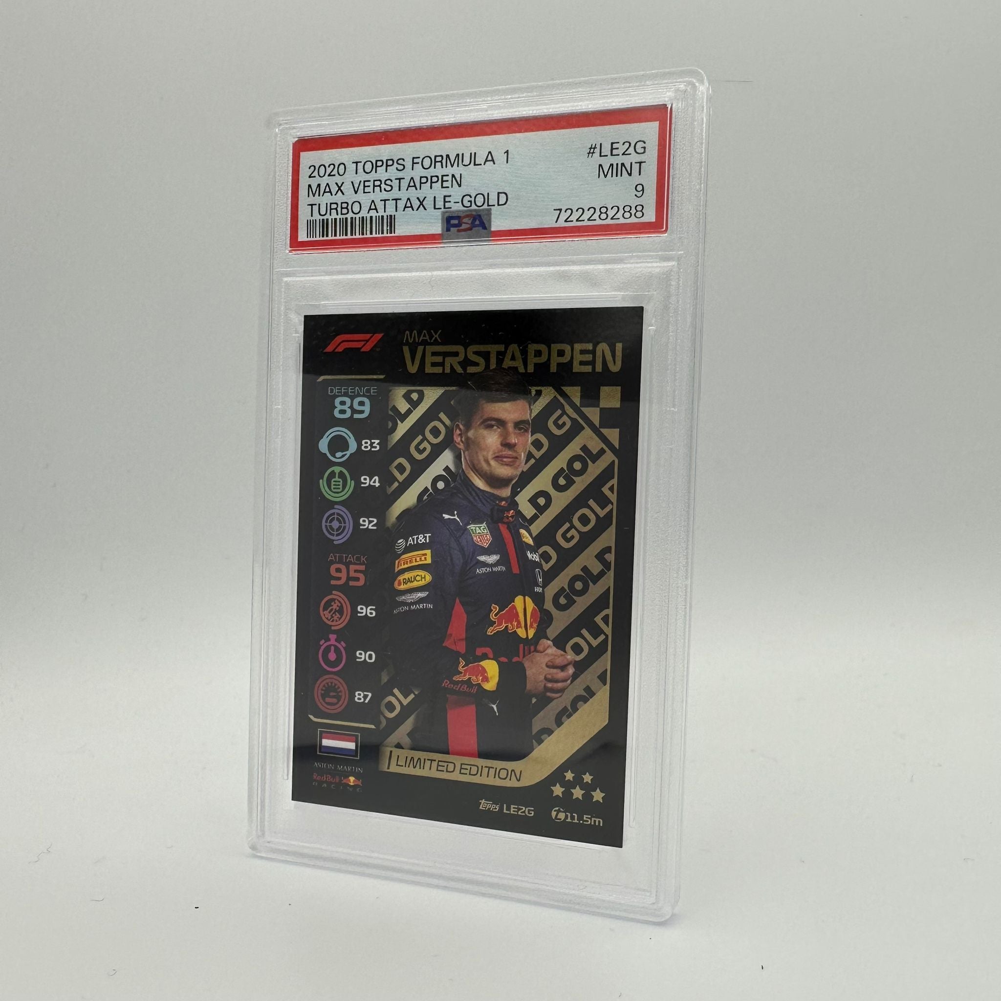 PSA 9 Graded Max Verstappen #LE2G Limited Edition Gold Trading Card - Perfect for F1 Collectors, Sports Memorabilia Enthusiasts & Investment Portfolio