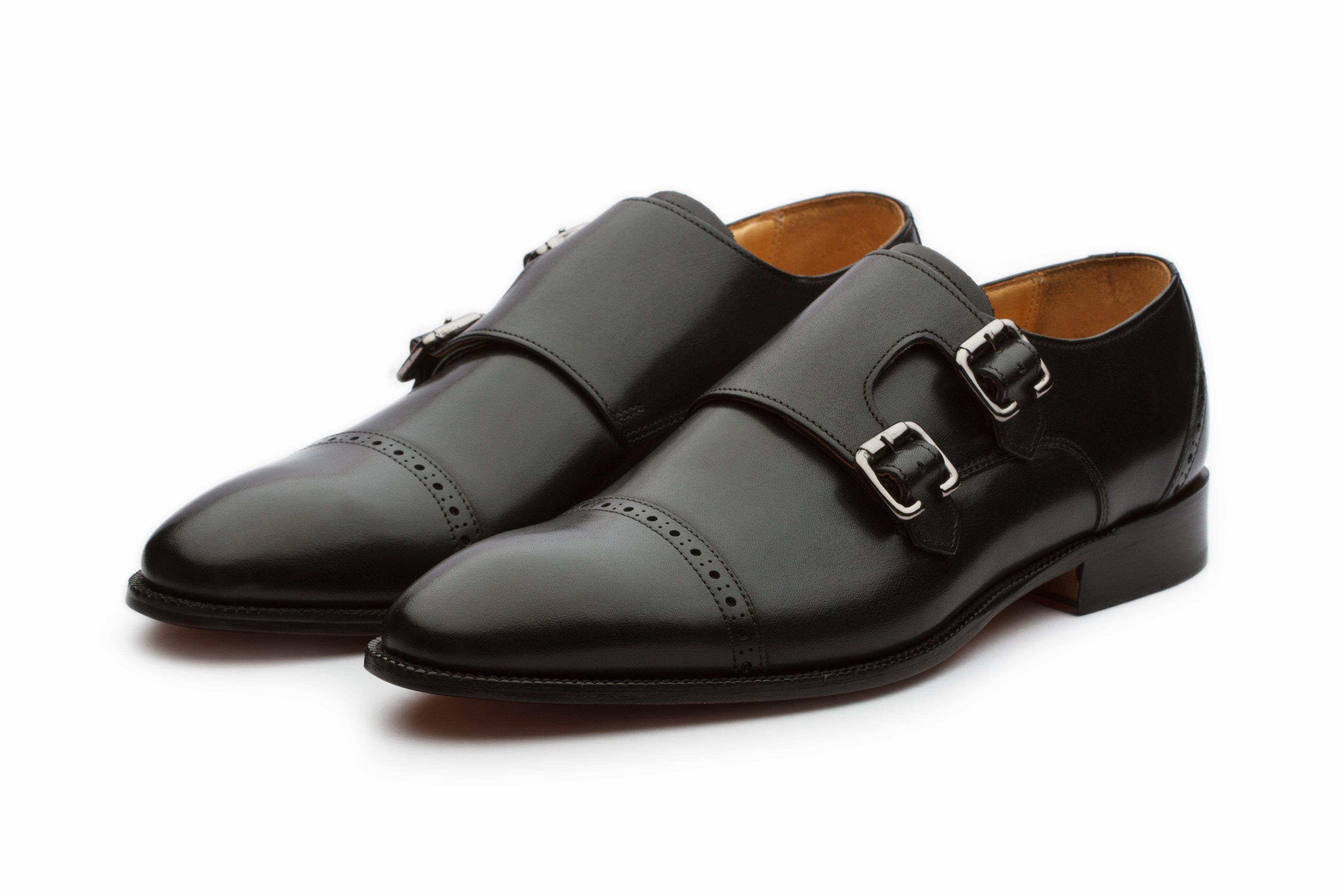 Premium Genuine Leather Double Monkstrap Dress Shoes for Men - Classic Black Formal Business & Wedding Oxfords - Comfortable & Stylish for Office, Events & Special Occasions