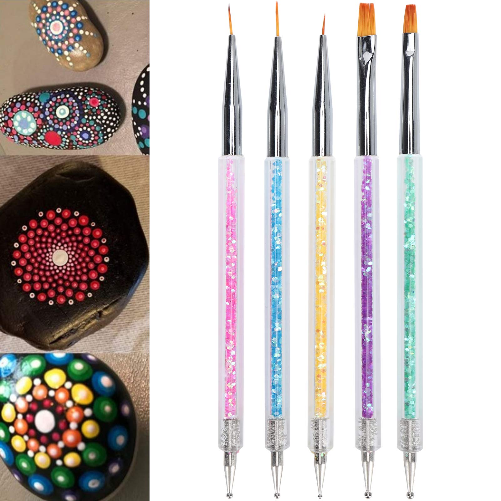 Professional Nail Art Brush Set - Double-Ended Dotting & Liner Pen for Acrylic, Gel & Nail Painting - Corrosion Resistant Tools for Salon & Home Manicure - Perfect for Nail Art Designs, Detailing & Dotting Work