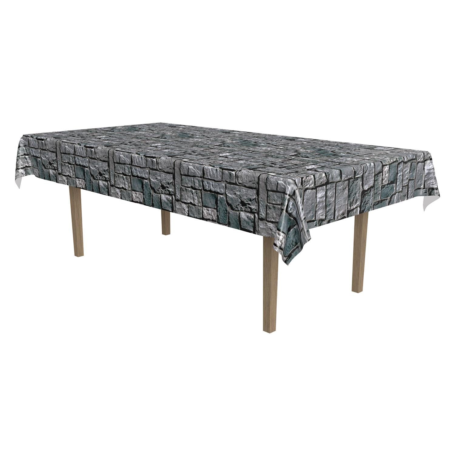 Beistle Halloween Stone Wall Table Cover - 12 Pack | Spooky Party Decor for Halloween, Haunted House, and Themed Events