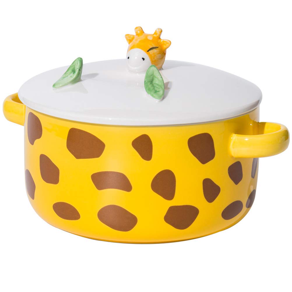 DOITOOL Ceramic Soup Bowl with Handles - Cute Portable Noodle Bowl for Ramen, Instant Noodles & Soup - Perfect for Home, Office, Camping & Dorm Use