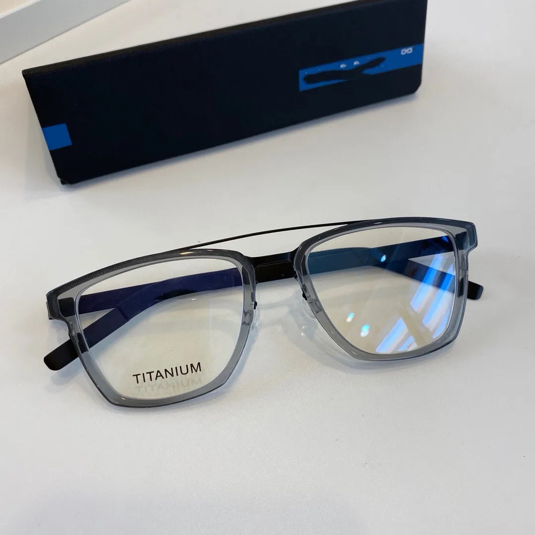 Aimee Men's Full Rim Square Double Bridge Titanium Acetate Eyeglasses Frame 4507 - Lightweight & Durable for Work, Reading & Everyday Use