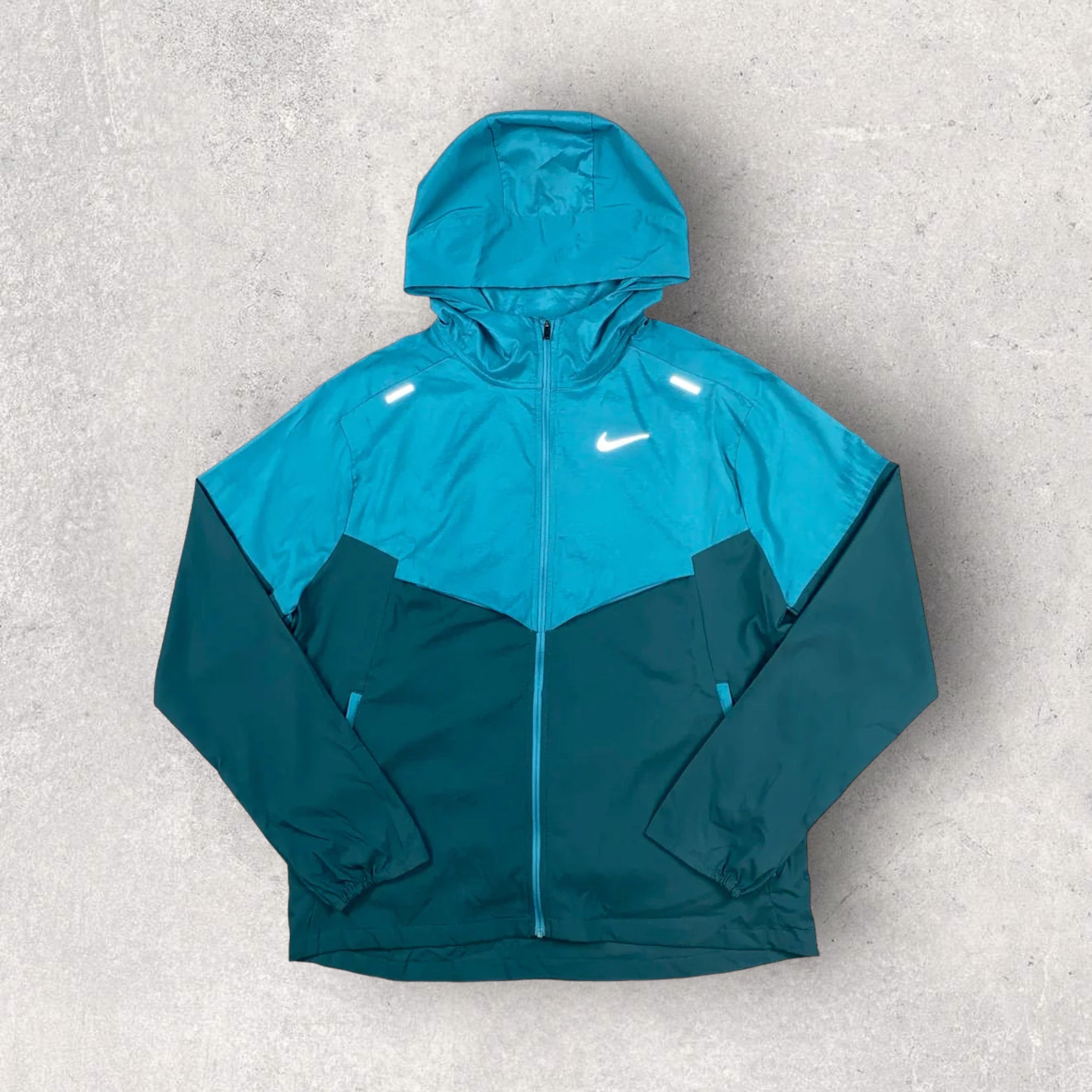 Nike Windrunner Jacket for Men & Women - Lightweight Water-Resistant Running Hoodie - Teal Blue for Outdoor Sports & Casual Wear
